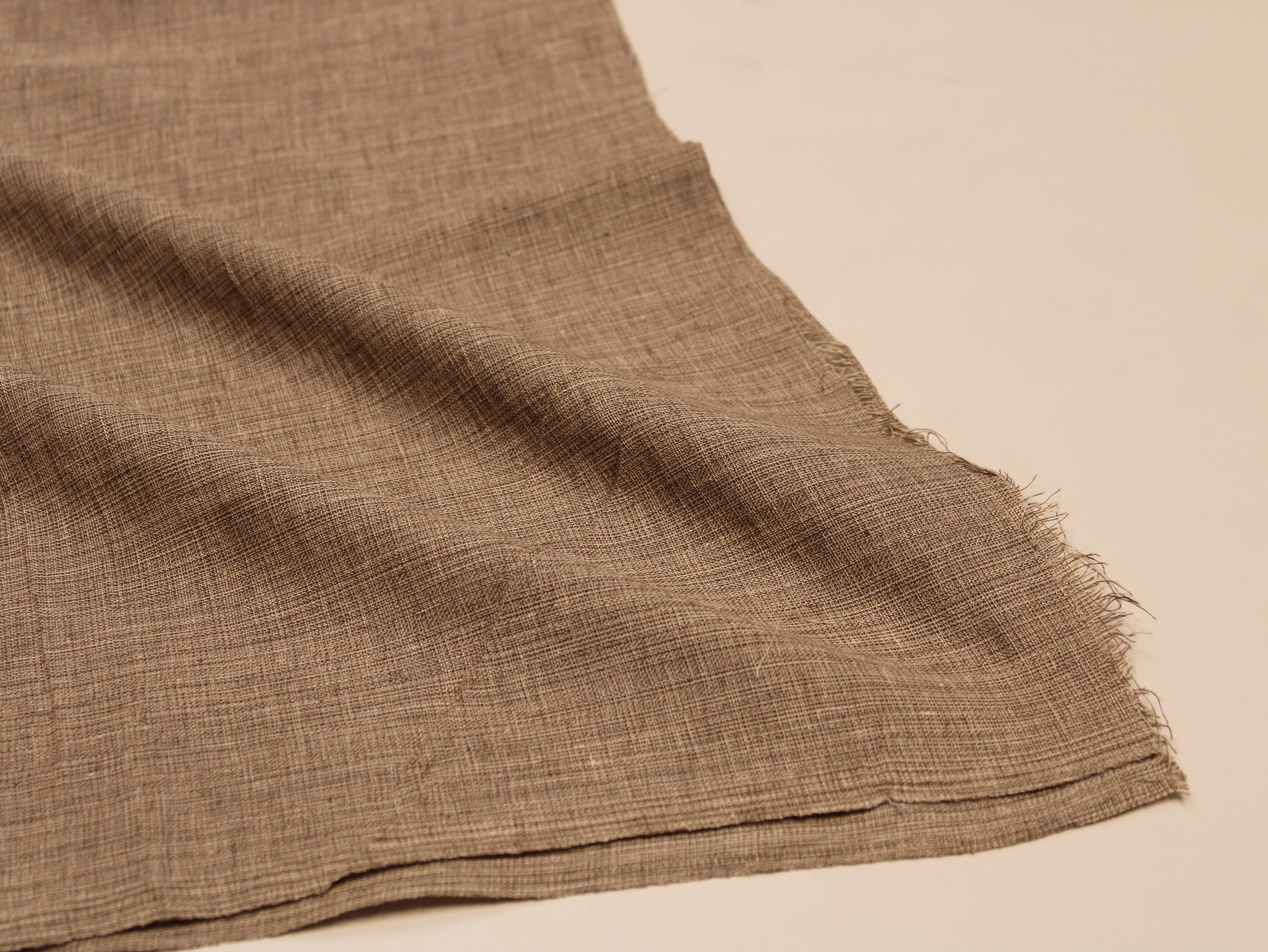 Pure Cotton Plain Handloom Fabric 44 Inches Width - Tan-brown