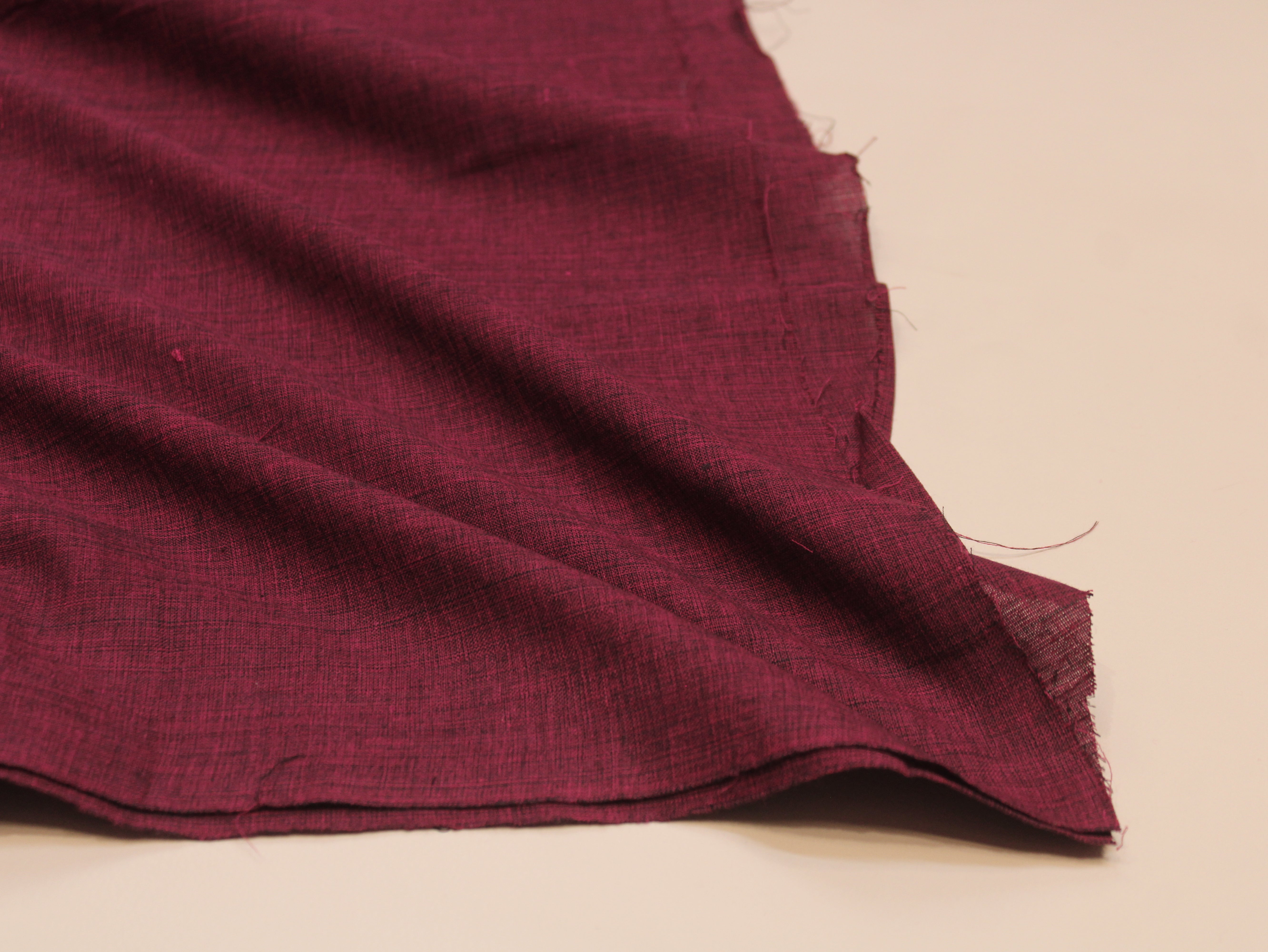 Pure Cotton Plain Handloom Fabric 44 Inches Width - Maroon