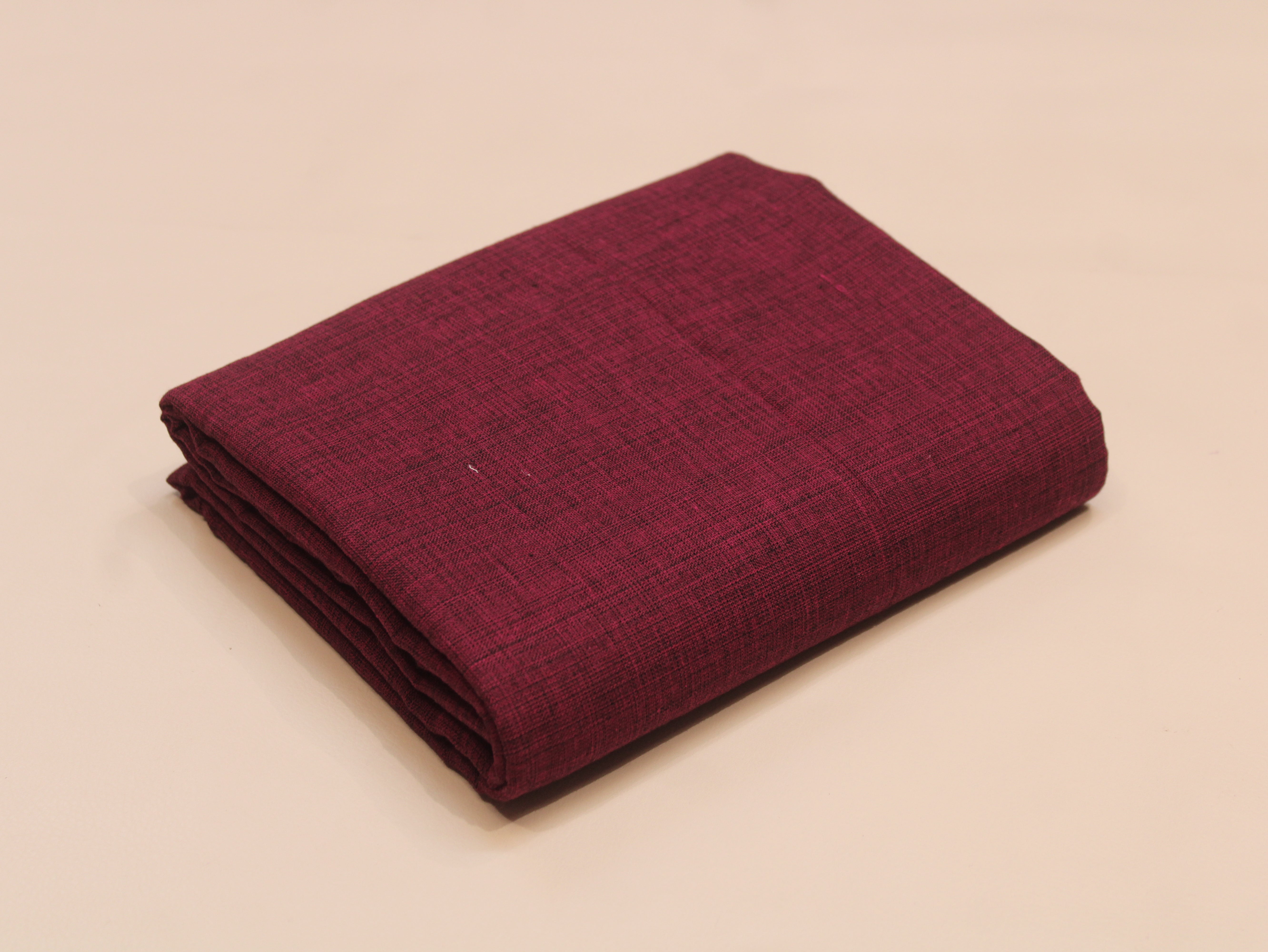 Pure Cotton Plain Handloom Fabric 44 Inches Width - Maroon