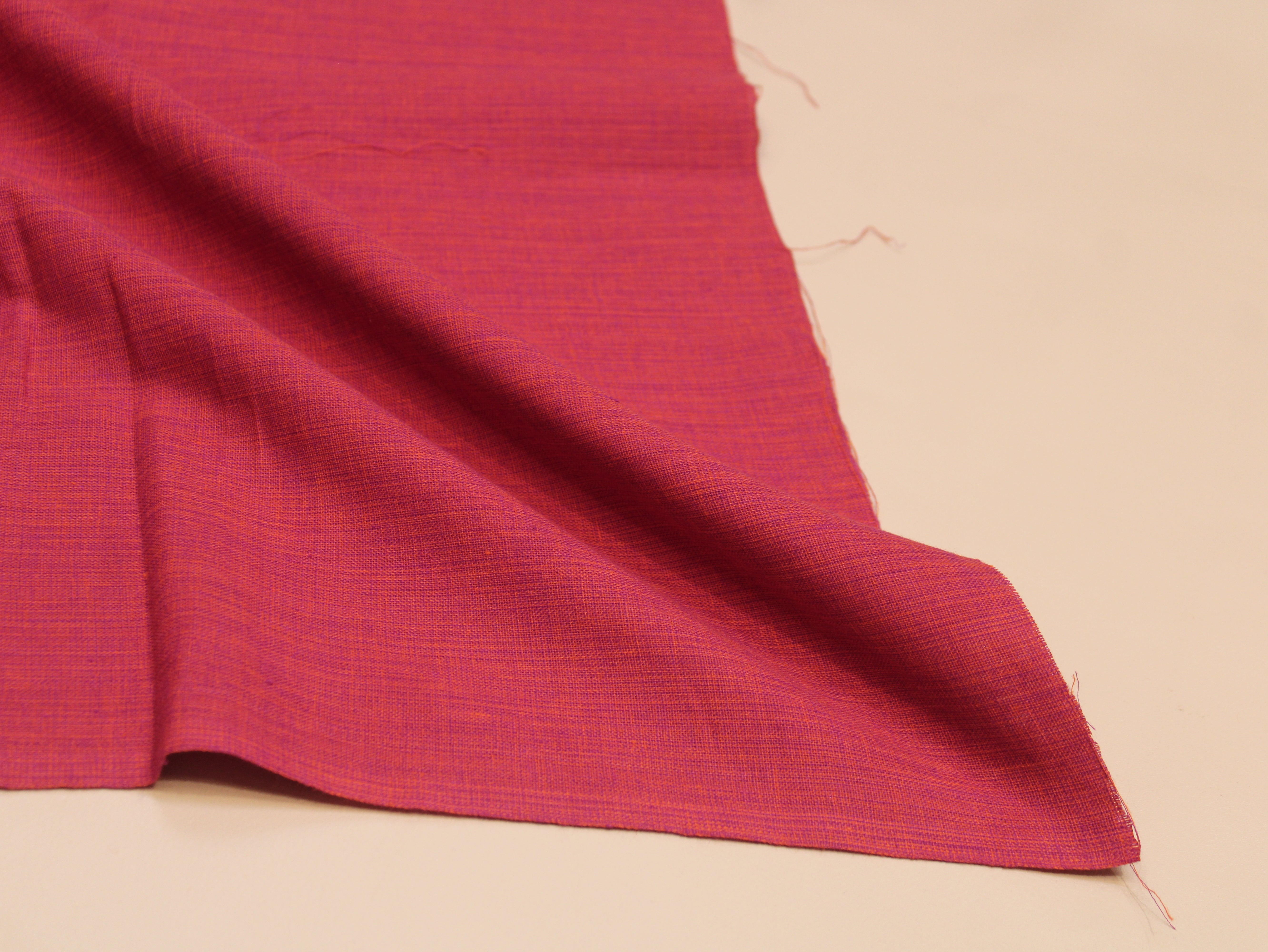 Pure Cotton Plain Handloom Fabric 44 Inches Width - Deep Rose Pink