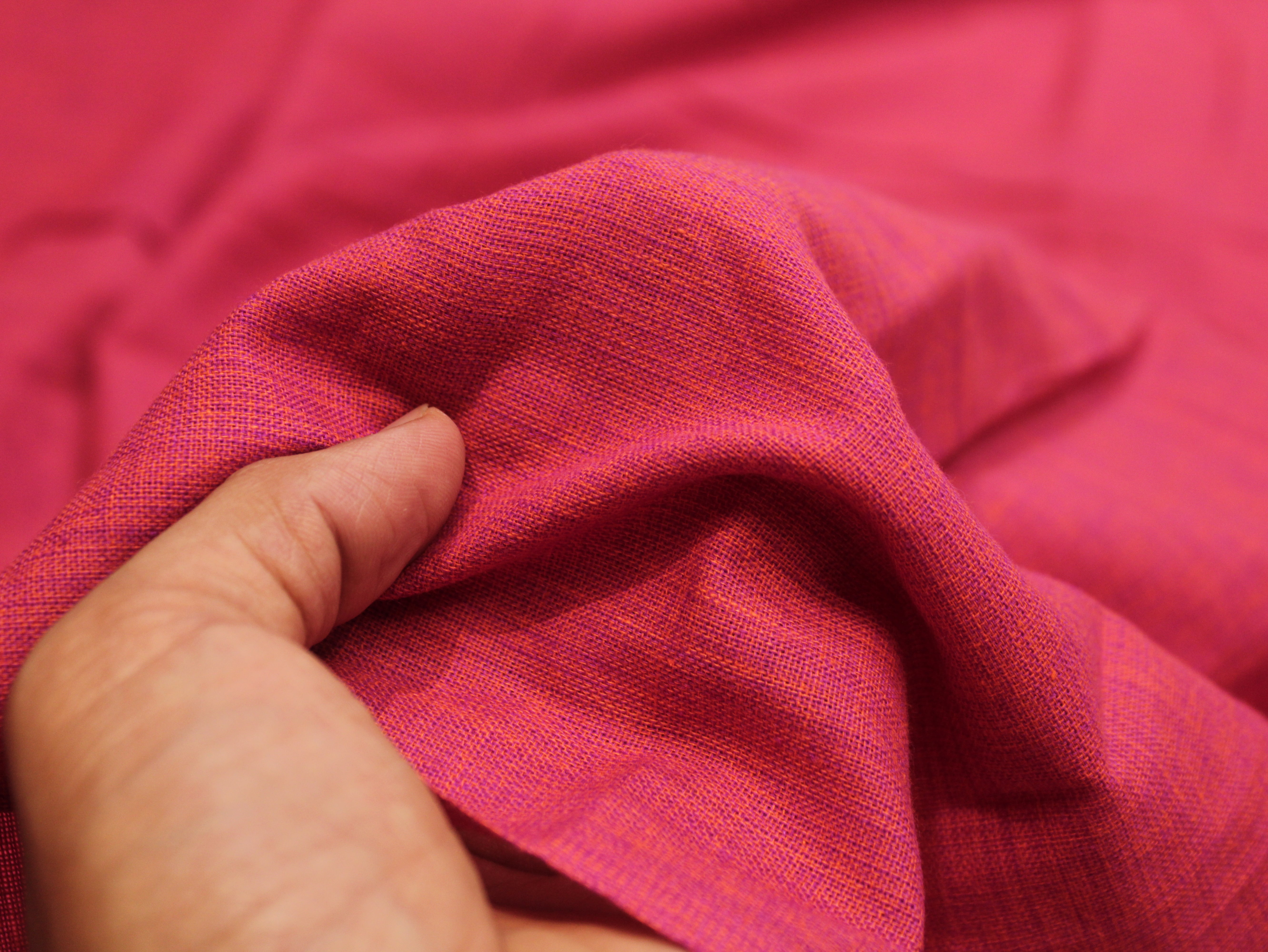Pure Cotton Plain Handloom Fabric 44 Inches Width - Deep Rose Pink