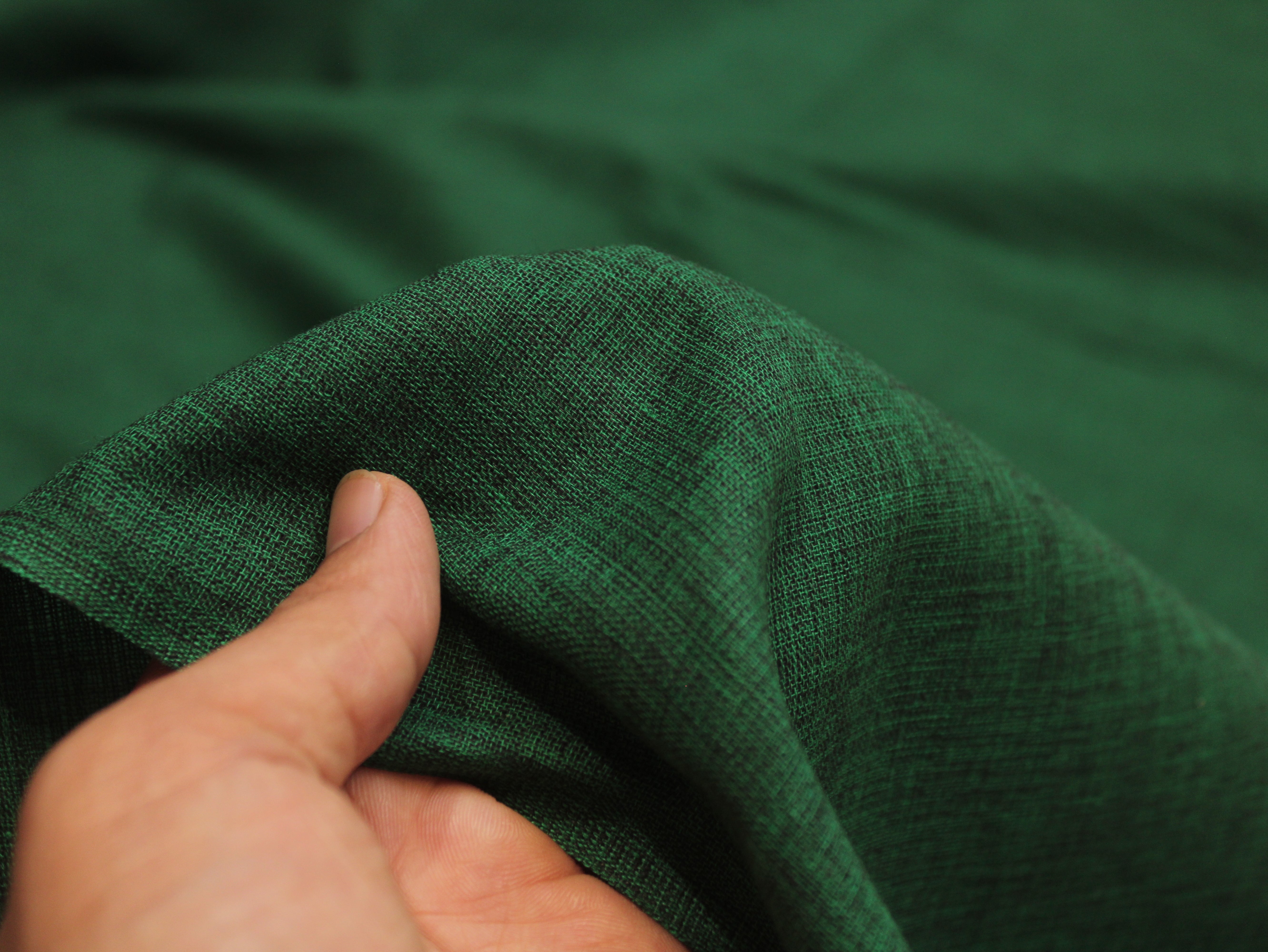 Pure Cotton Plain Handloom Fabric 44 Inches Width - Green