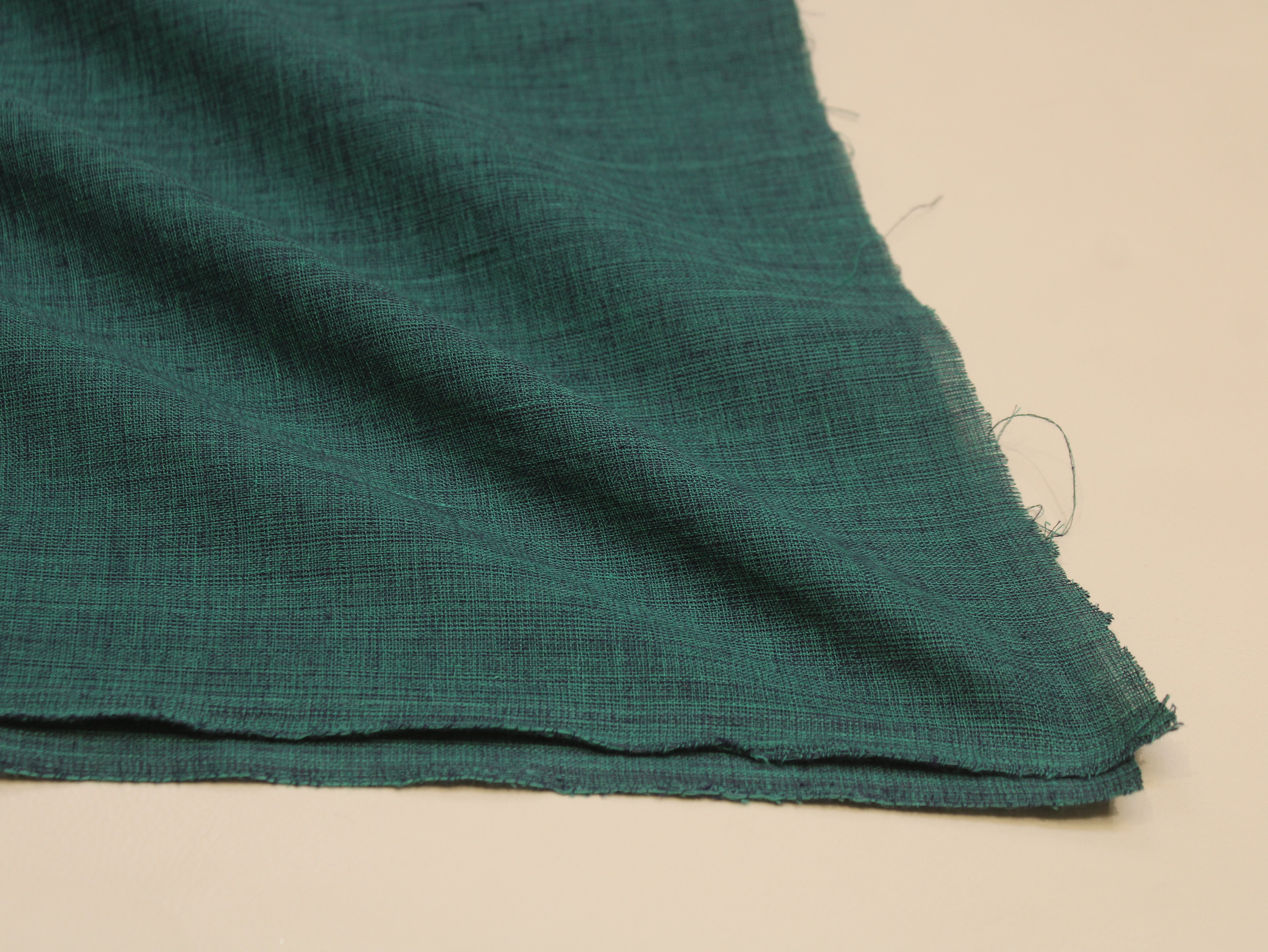 Pure Cotton Plain Handloom Fabric 44 Inches Width - Teal Green