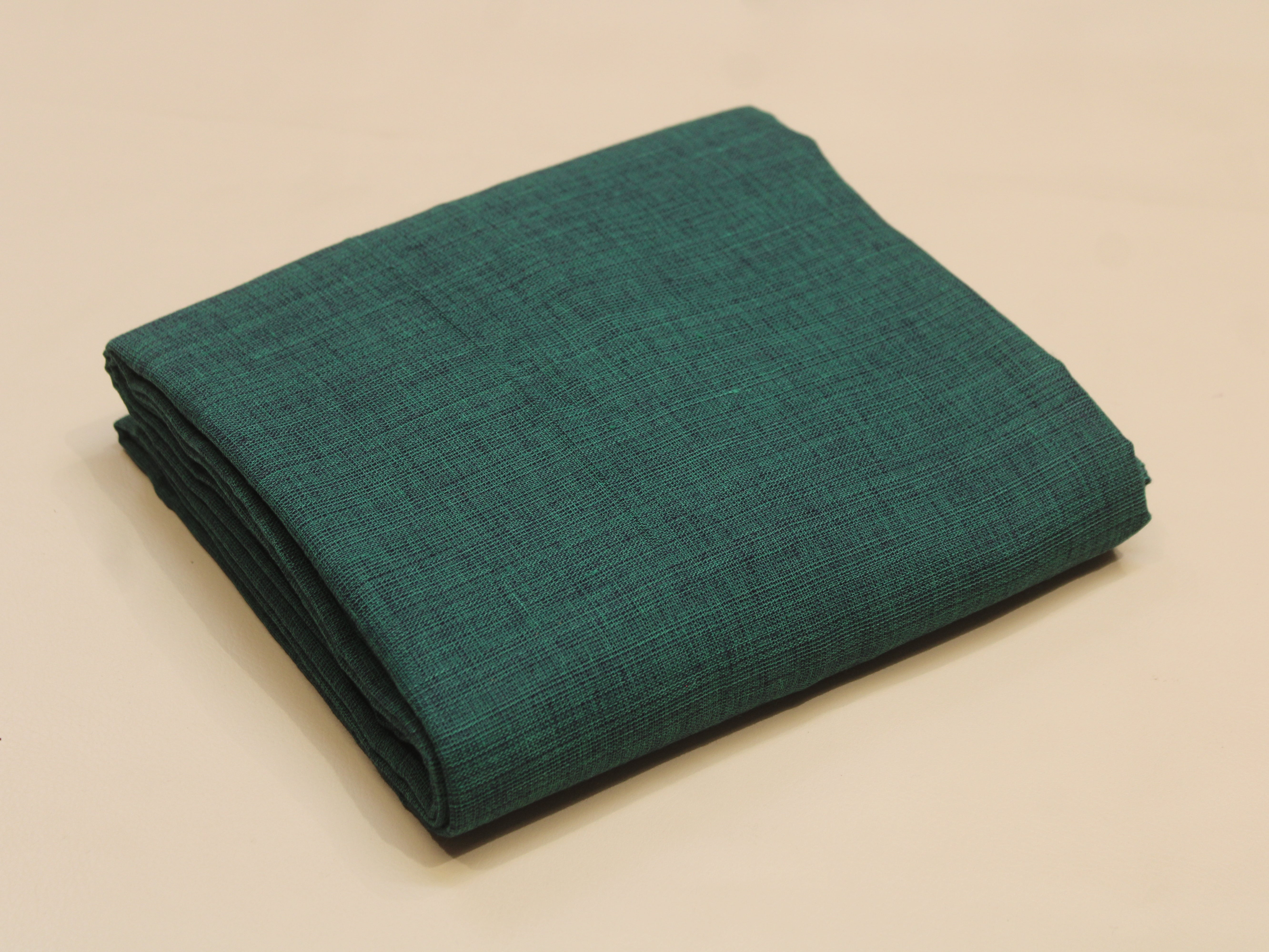 Pure Cotton Plain Handloom Fabric 44 Inches Width - Teal Green