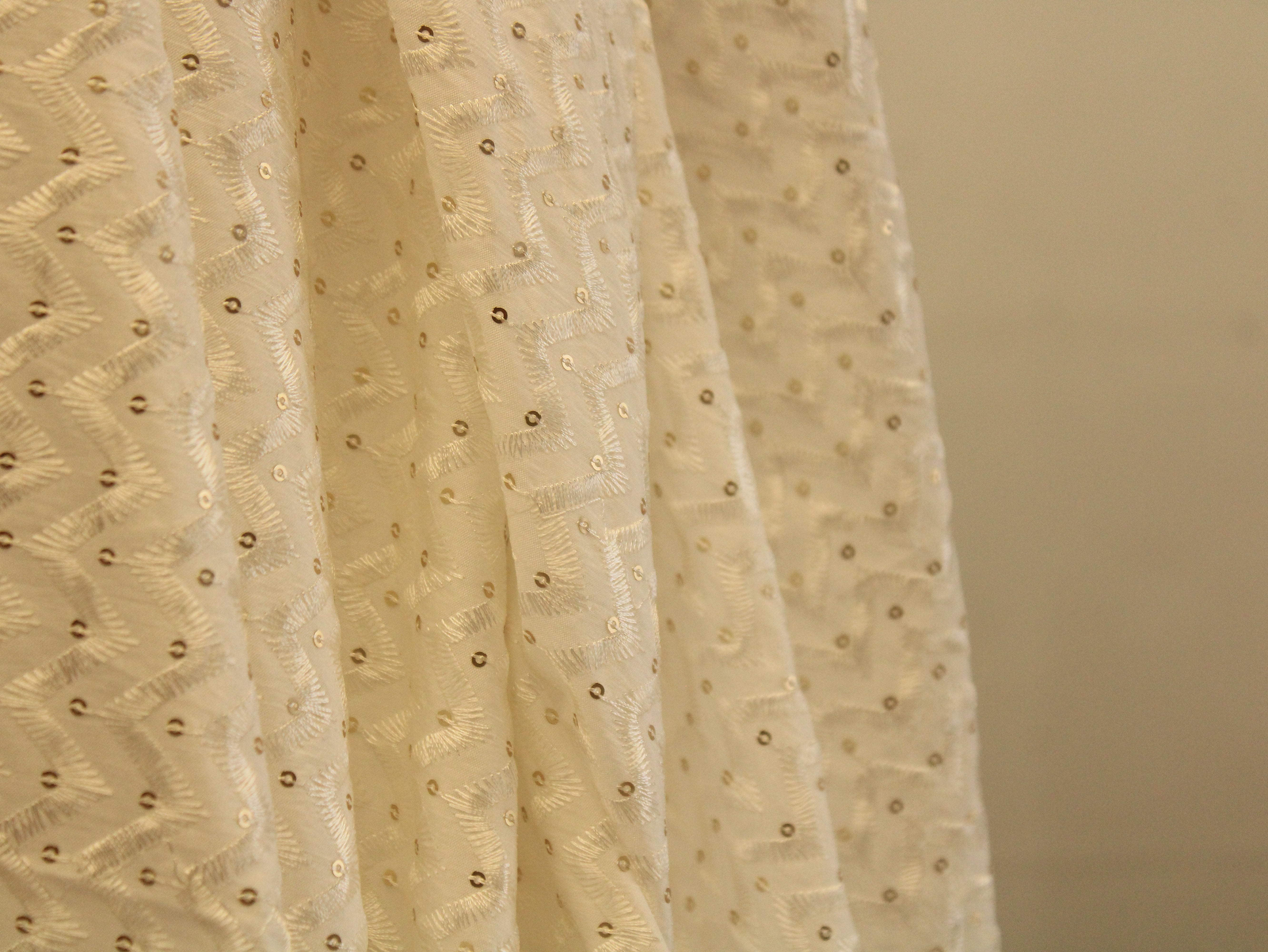 White Non Dyeable Roman Silk Lucknowi  Fabric