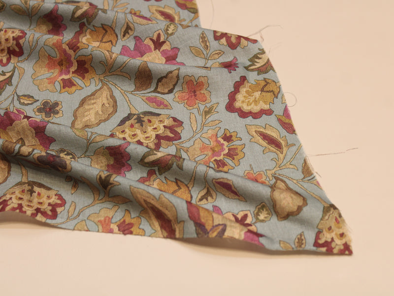 Digital Printed Linen Texture Slub Cotton Fabric 44 Inches