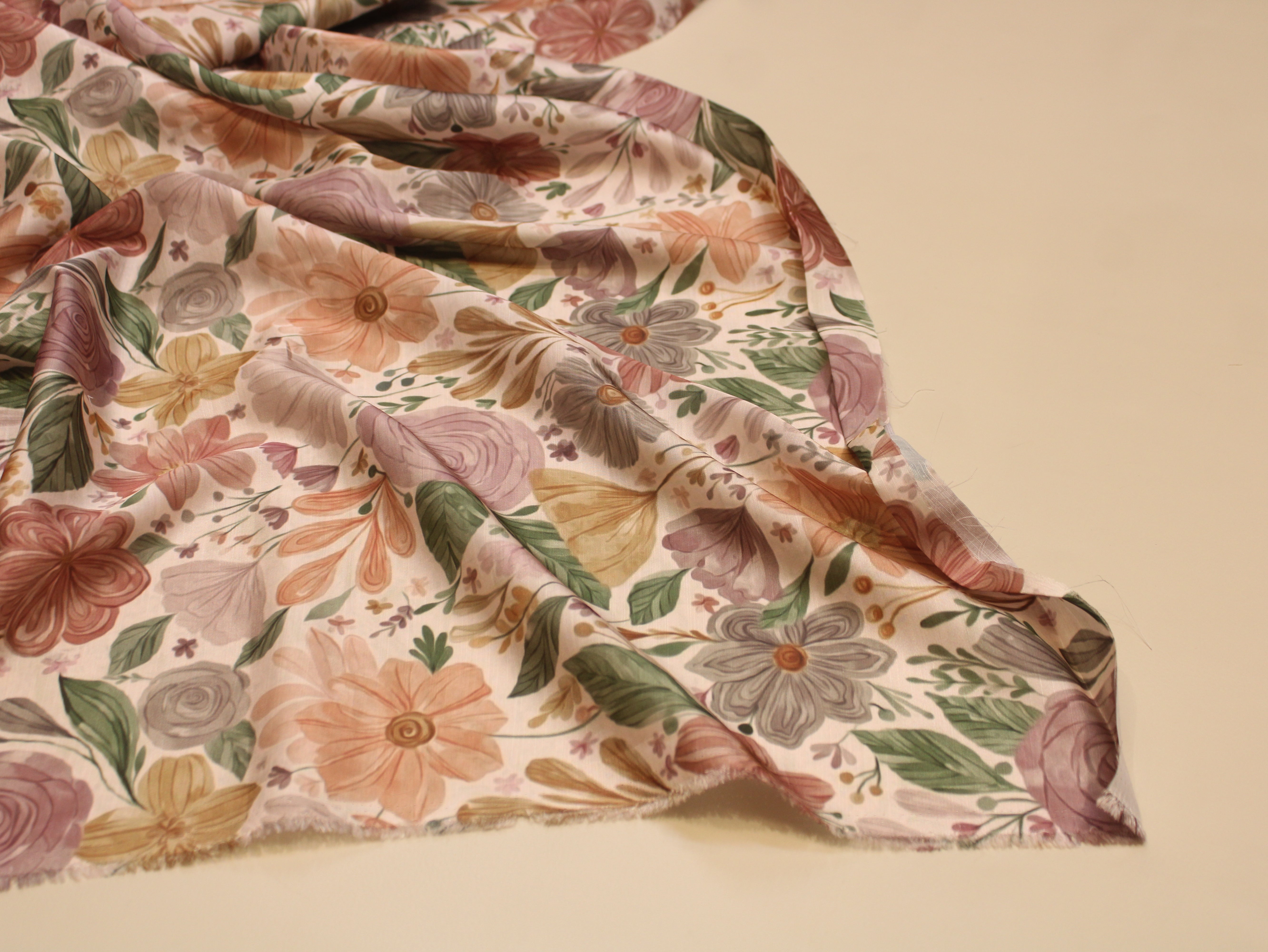 Satin-Linen Texture Digital Printed Fabric | Premium Luxury Ethnic Wear Fabric