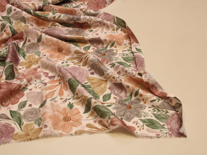 Satin-Linen Texture Digital Printed Fabric | Premium Luxury Ethnic Wear Fabric
