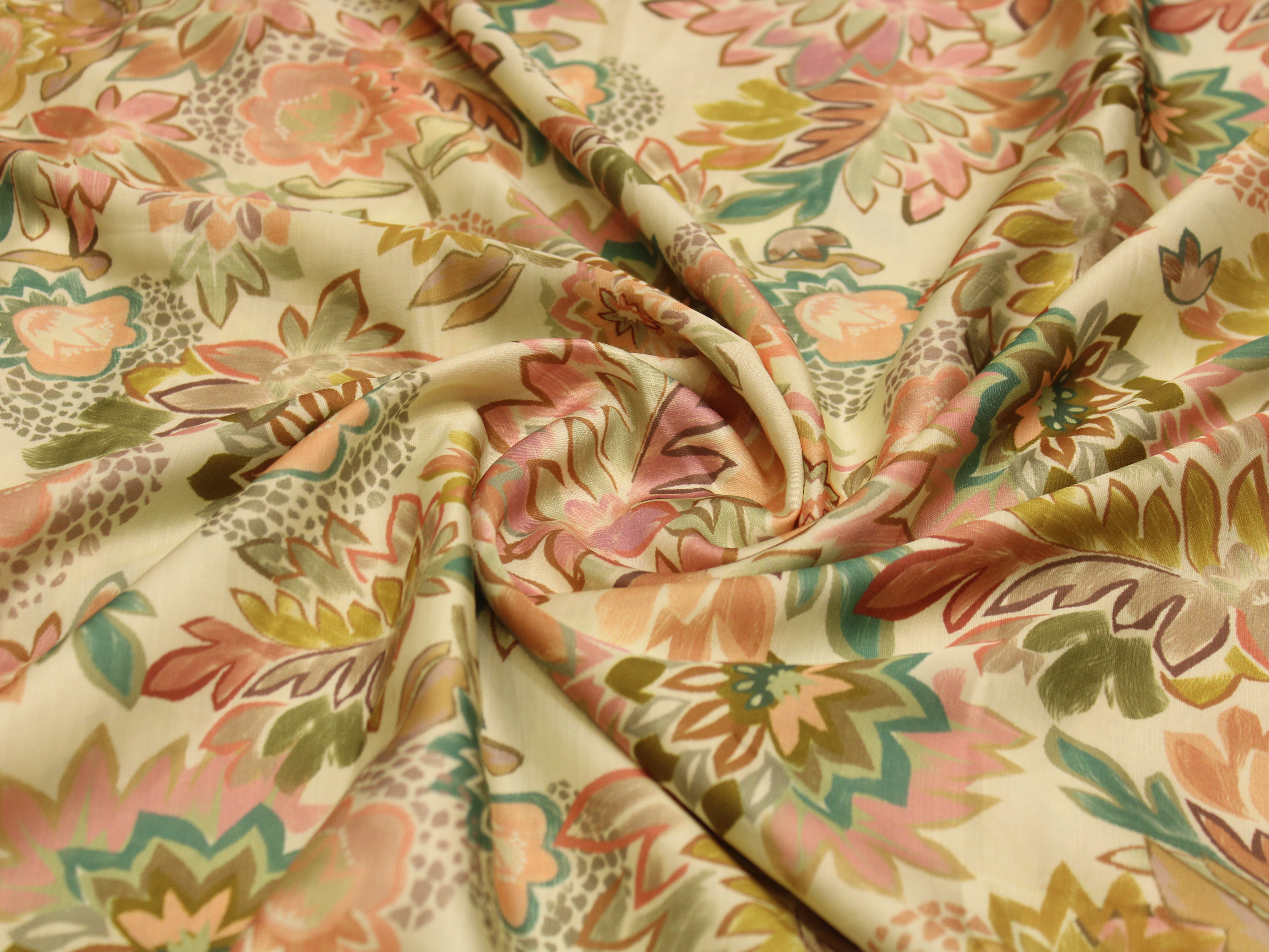 Satin-Linen Texture Digital Printed Fabric | Premium Luxury Ethnic Wear Fabric