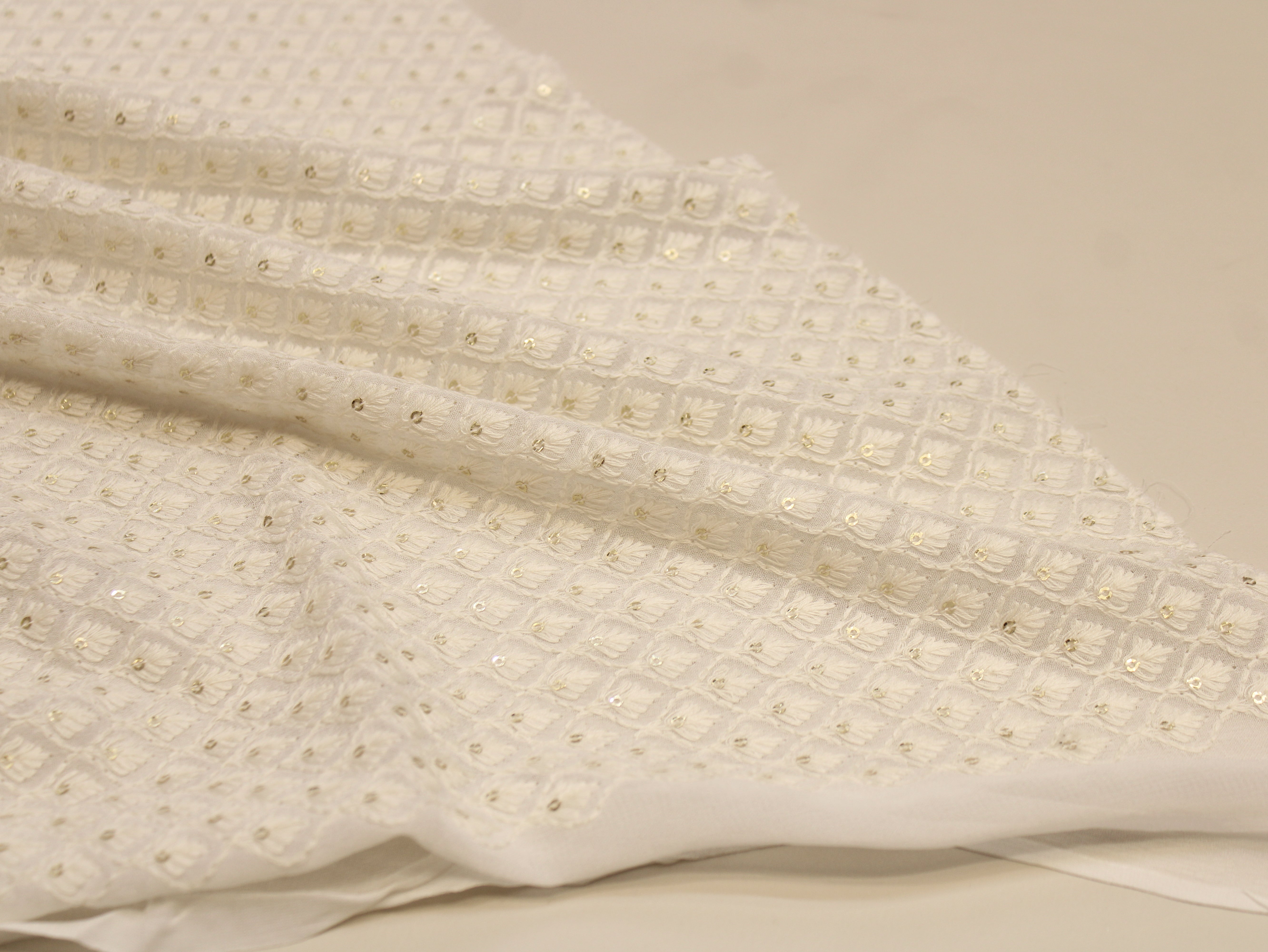 Georgette Lucknawi Dyeable Fabric 42 Inches | Traditional Embroidered Ethnic Wear Fabric