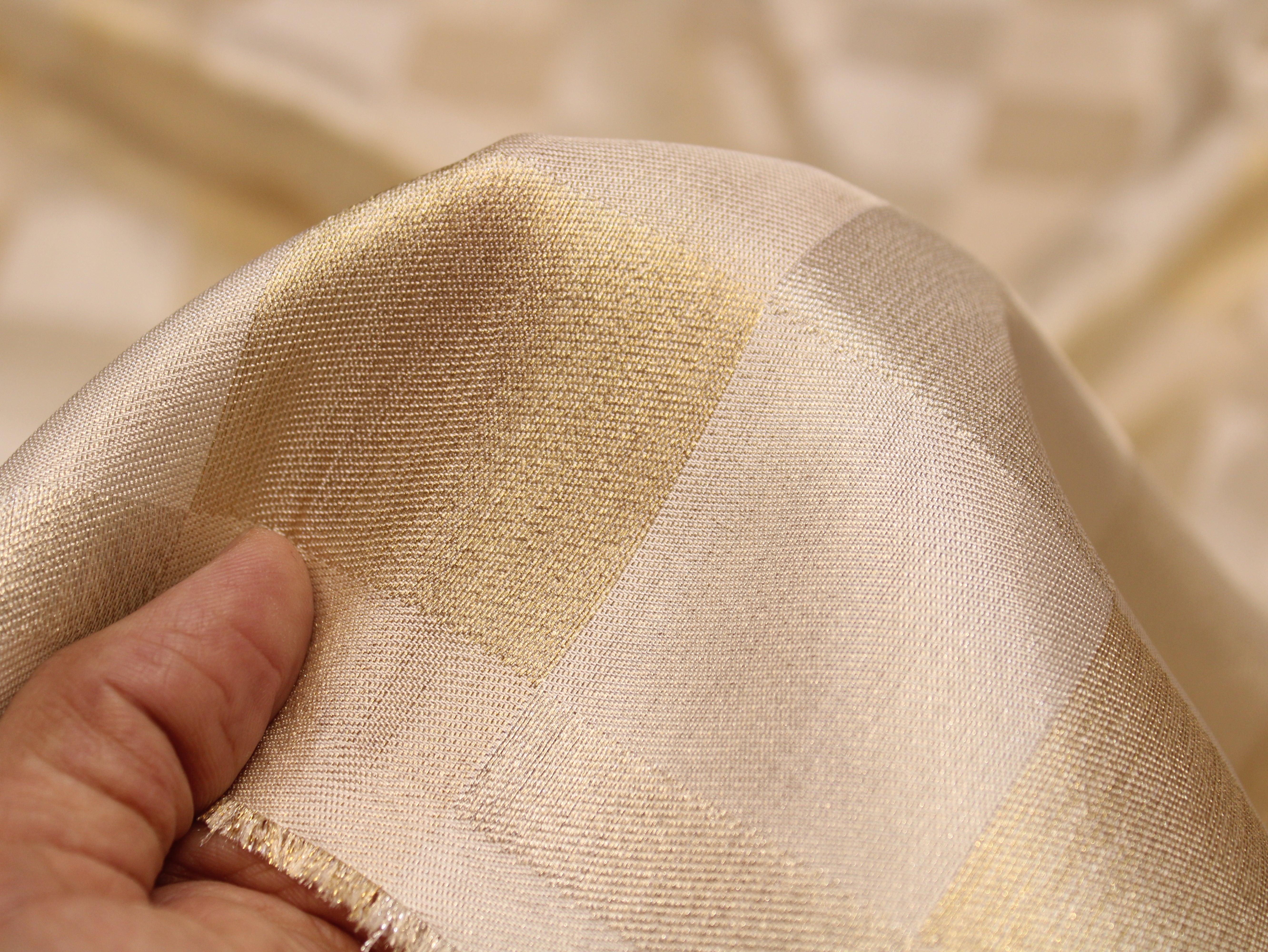 Dyeable Tissue Silk Jacquard Fabric 44 Inches | Premium Luxury Ethnic Wear Fabric