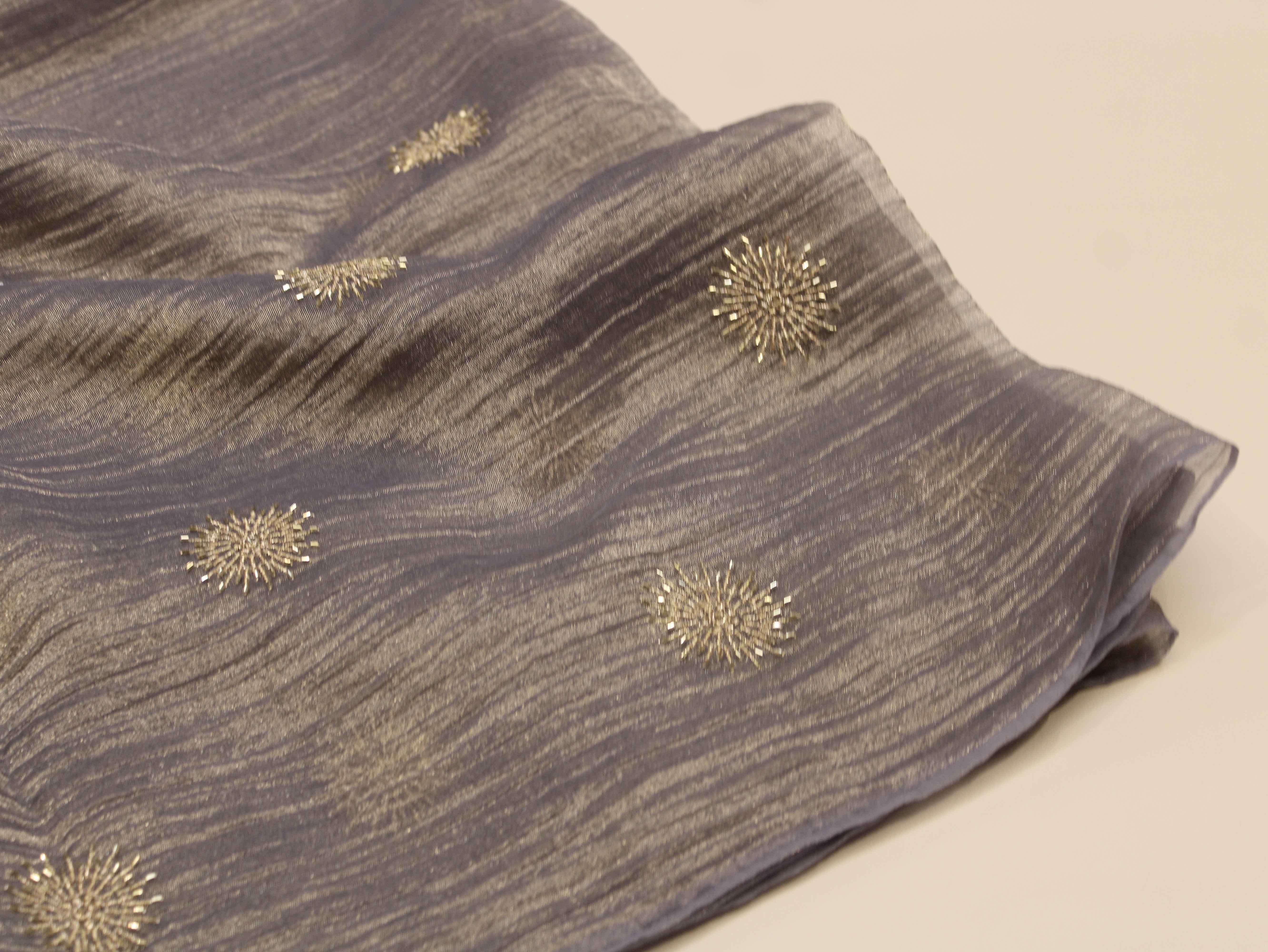 Banarsi Tissue Fabric with Semi Beads Buta Work 44 Inches | Grey