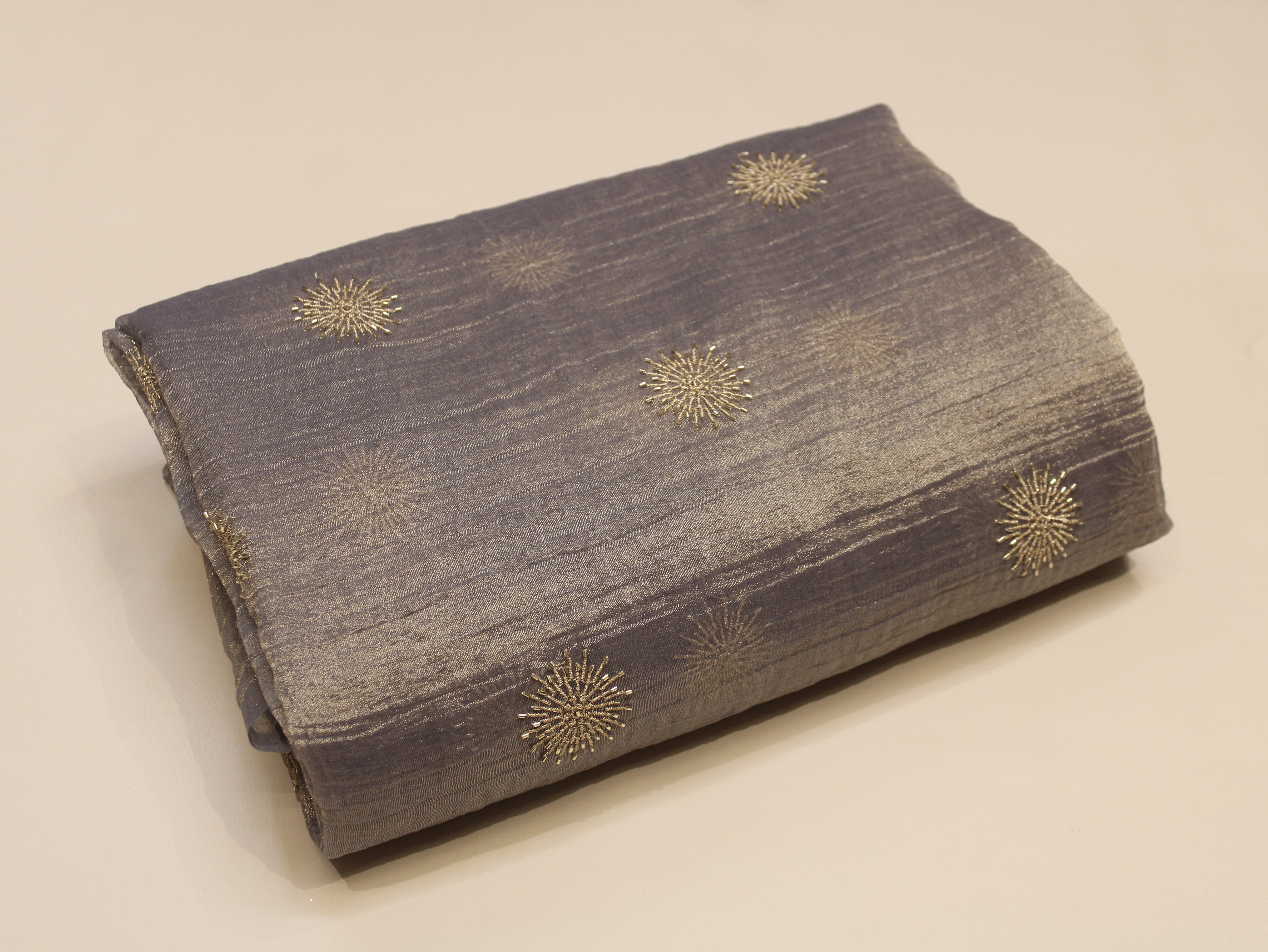 Banarsi Tissue Fabric with Semi Beads Buta Work 44 Inches | Grey