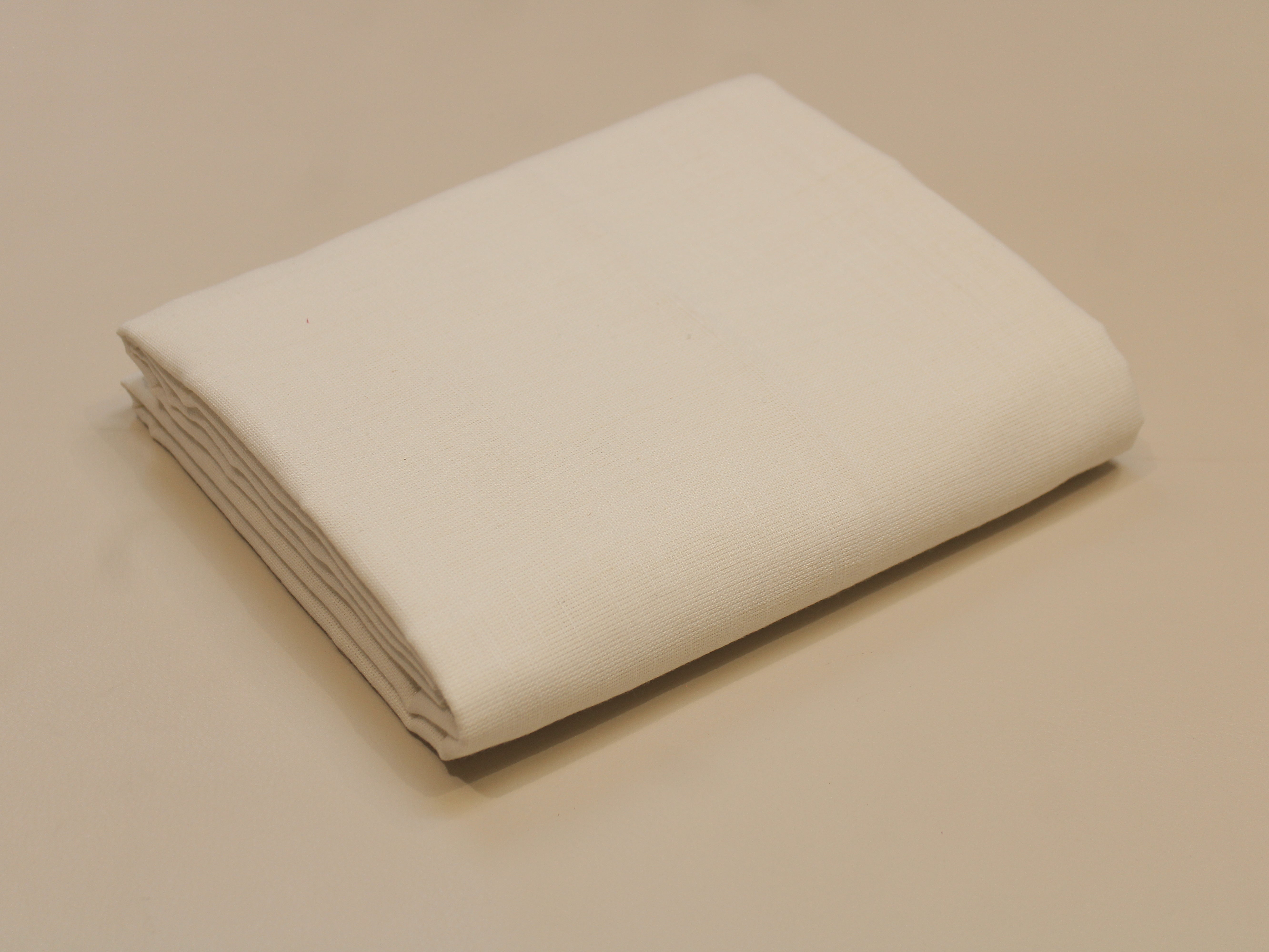 Pure Cotton Plain Handloom Fabric 44 Inches Width - White