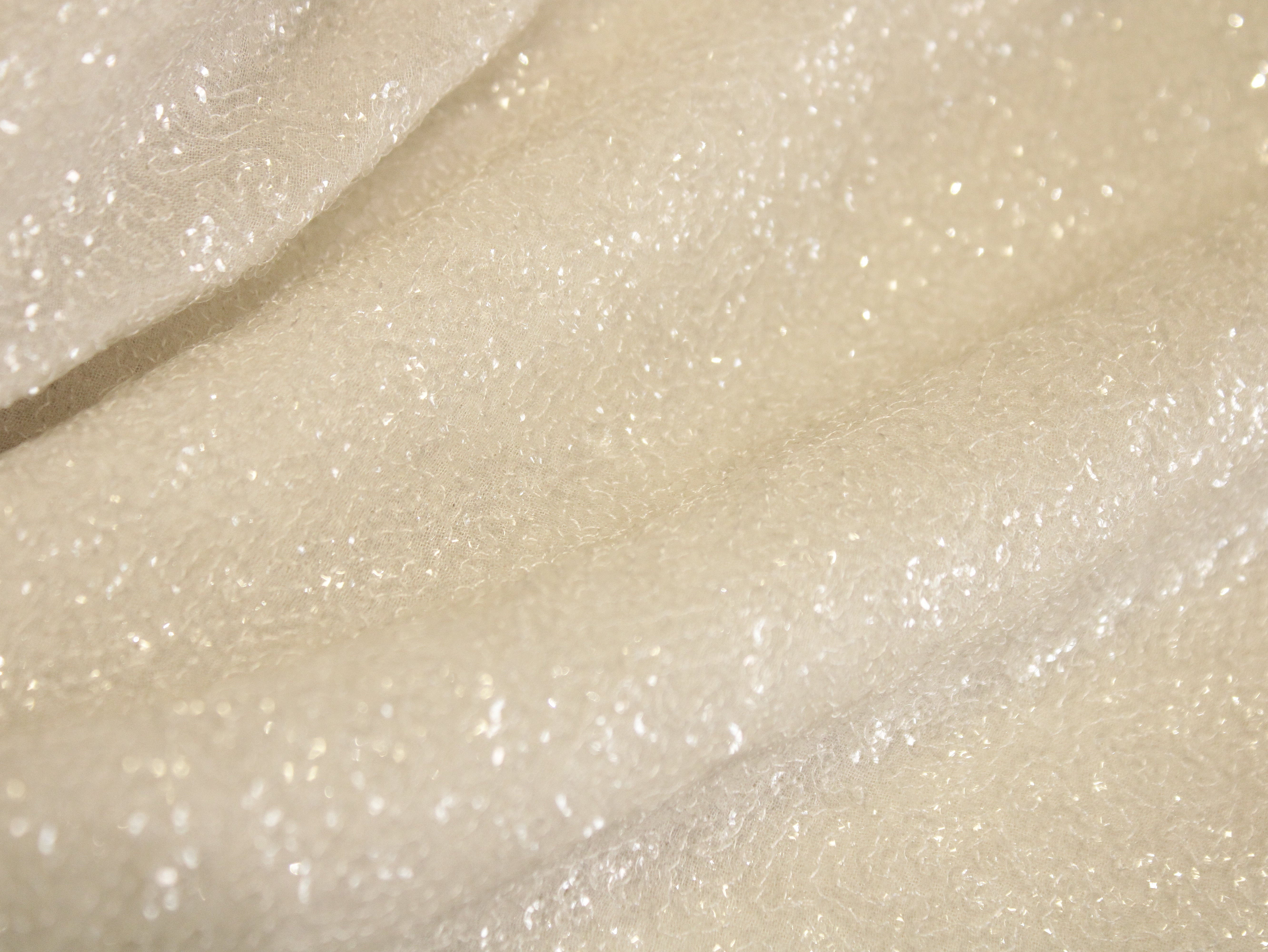 Glitter Sequin Bemberg Georgette Fabric - White Dyeable