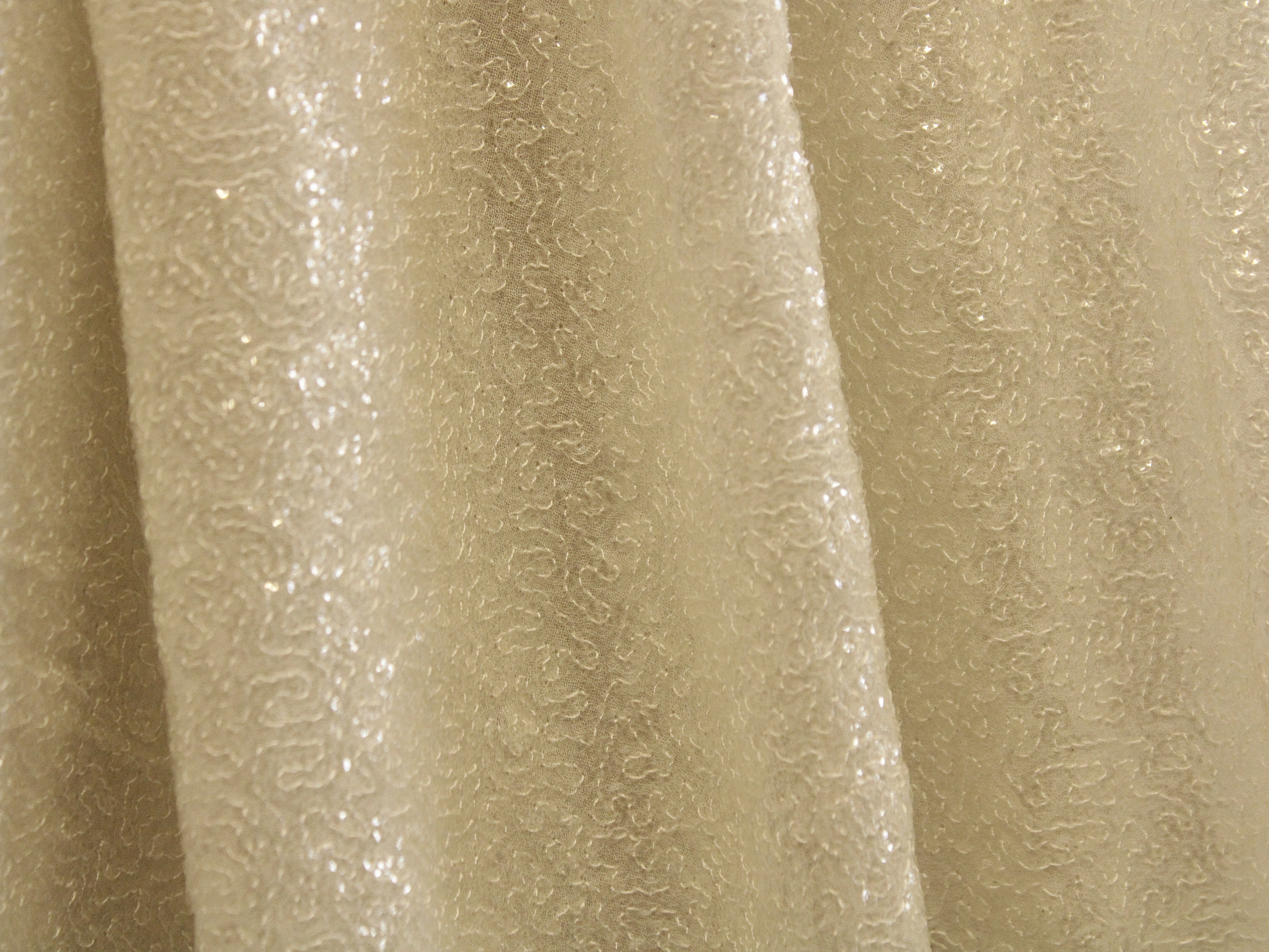 Glitter Sequin Bemberg Georgette Fabric - White Dyeable