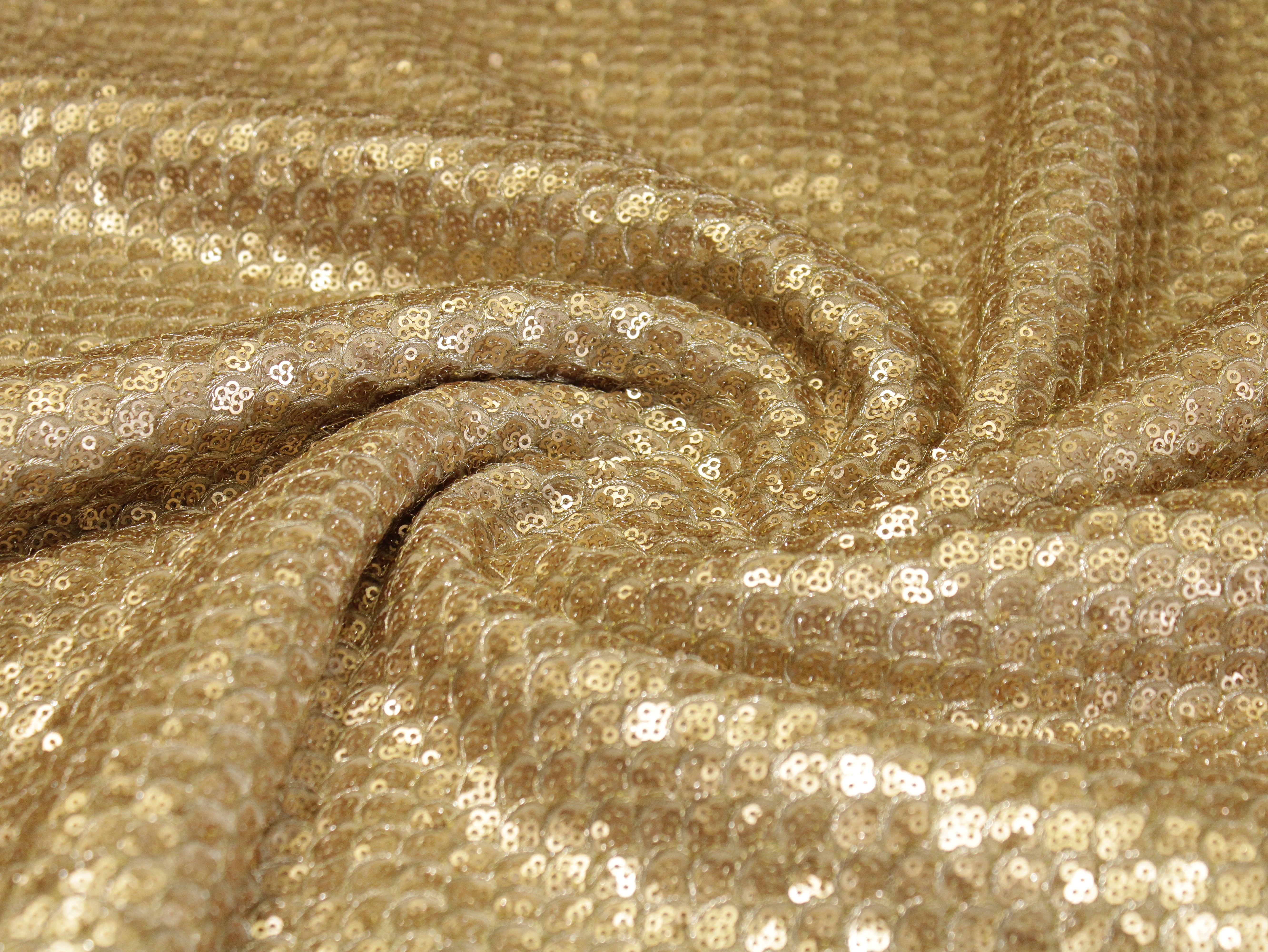 Glitter Sequin Bemberg Georgette Fabric - Golden