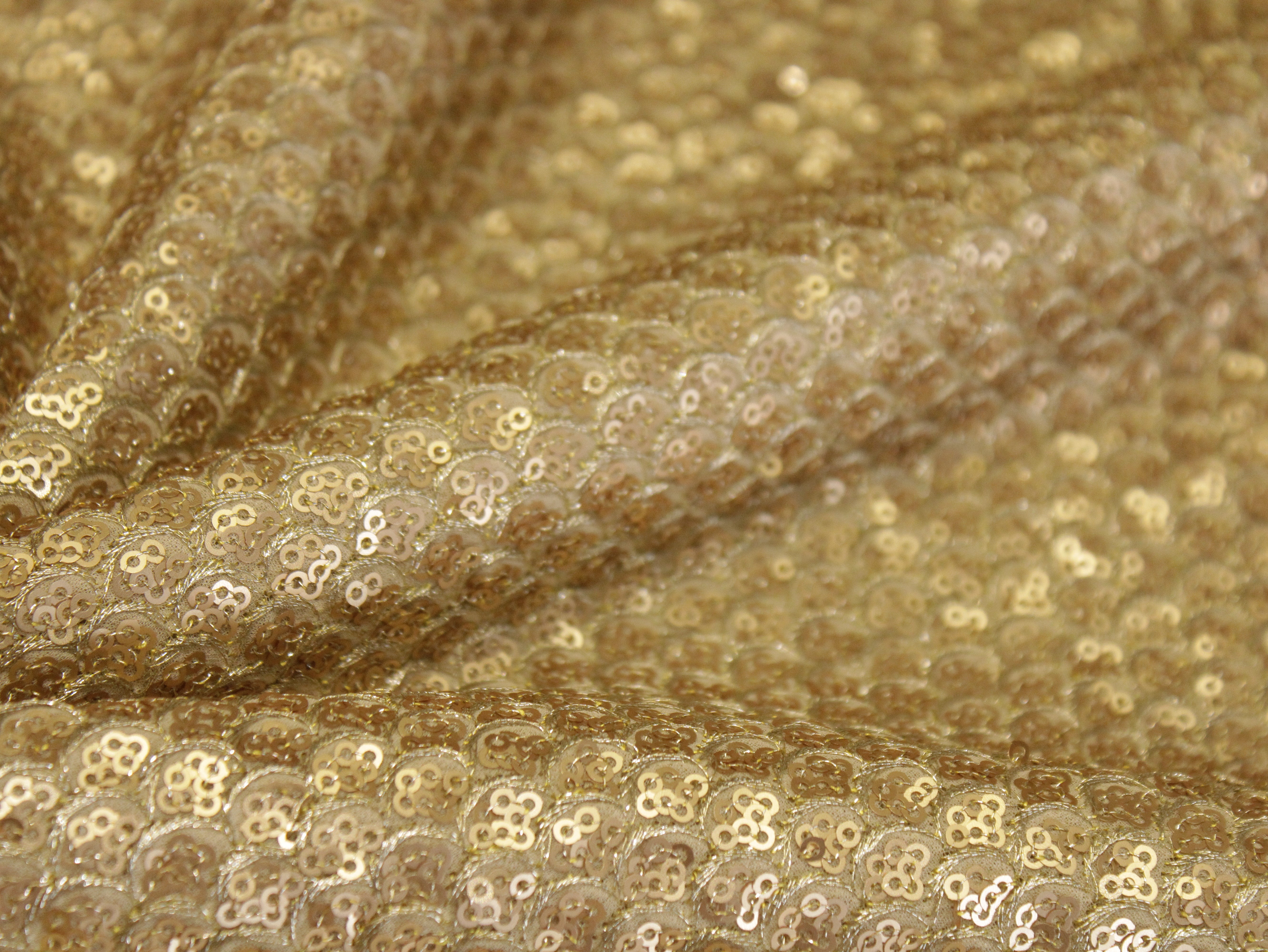 Glitter Sequin Bemberg Georgette Fabric - Golden