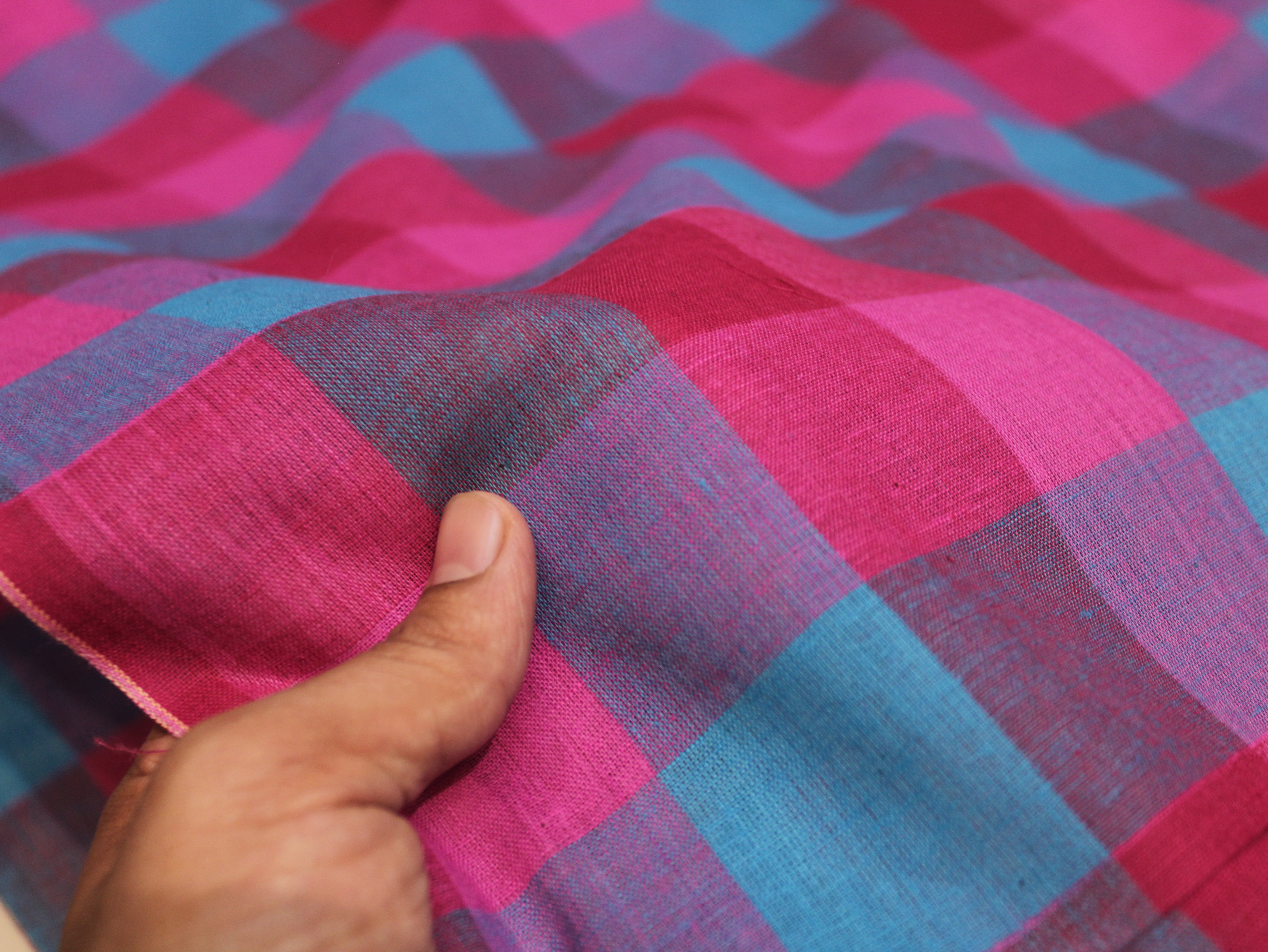 Pure Cotton Handloom Multi Checked Fabric 44 Inch | Mfoks