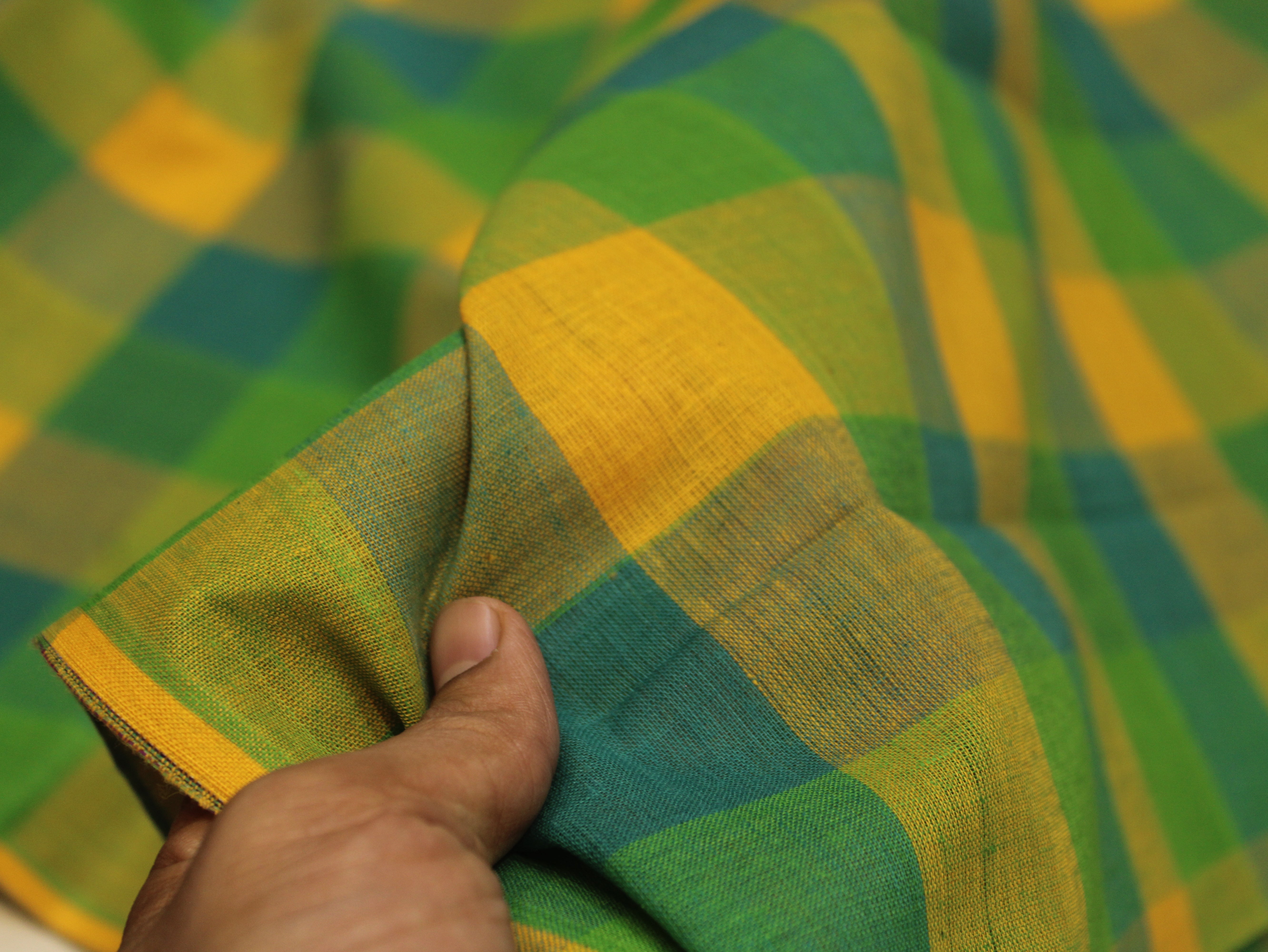 Pure Cotton Handloom Multi Checked Fabric 44 Inch | Mfoks