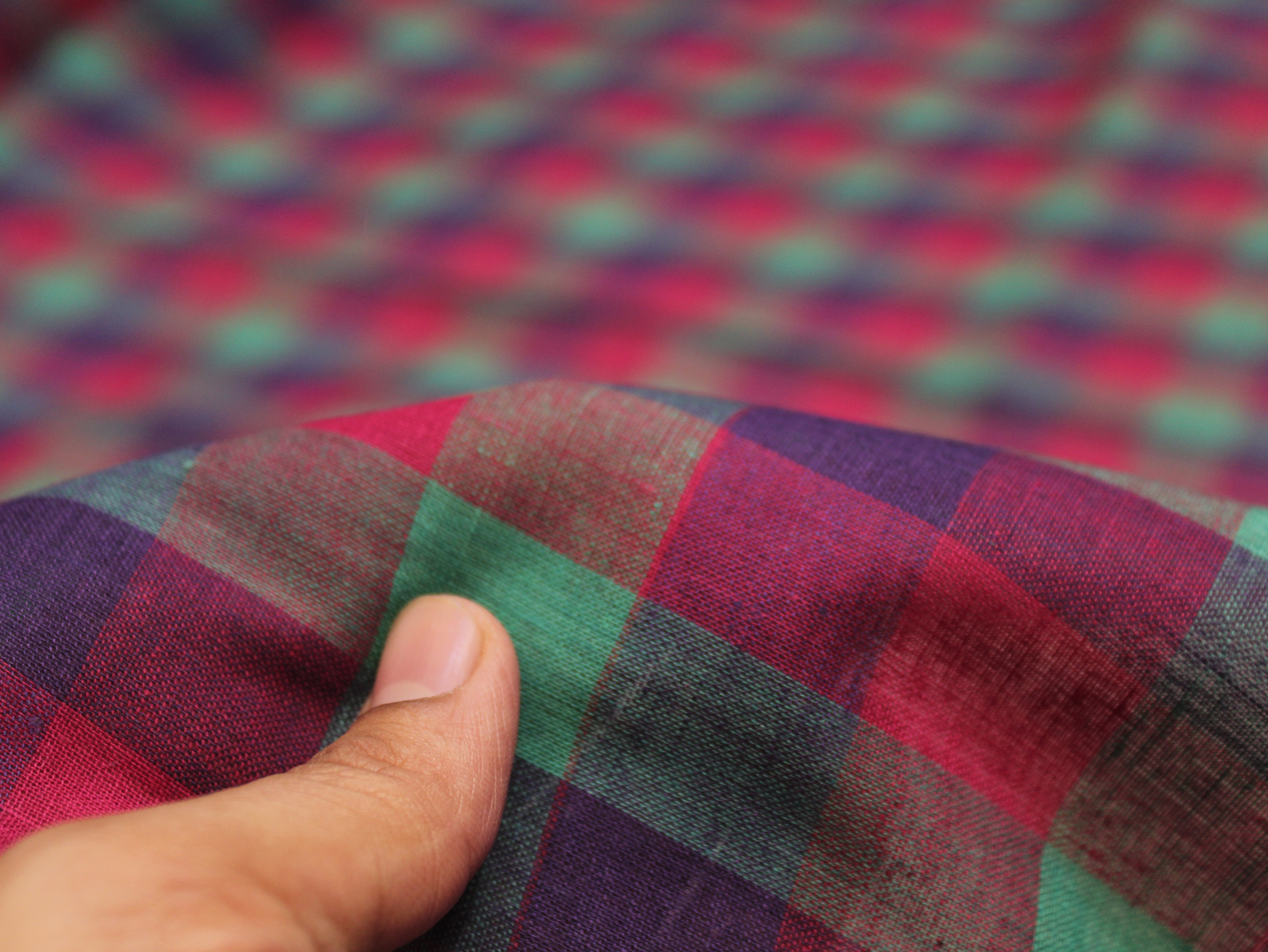 Pure Cotton Handloom Multi Checked Fabric 44 Inch | Mfoks