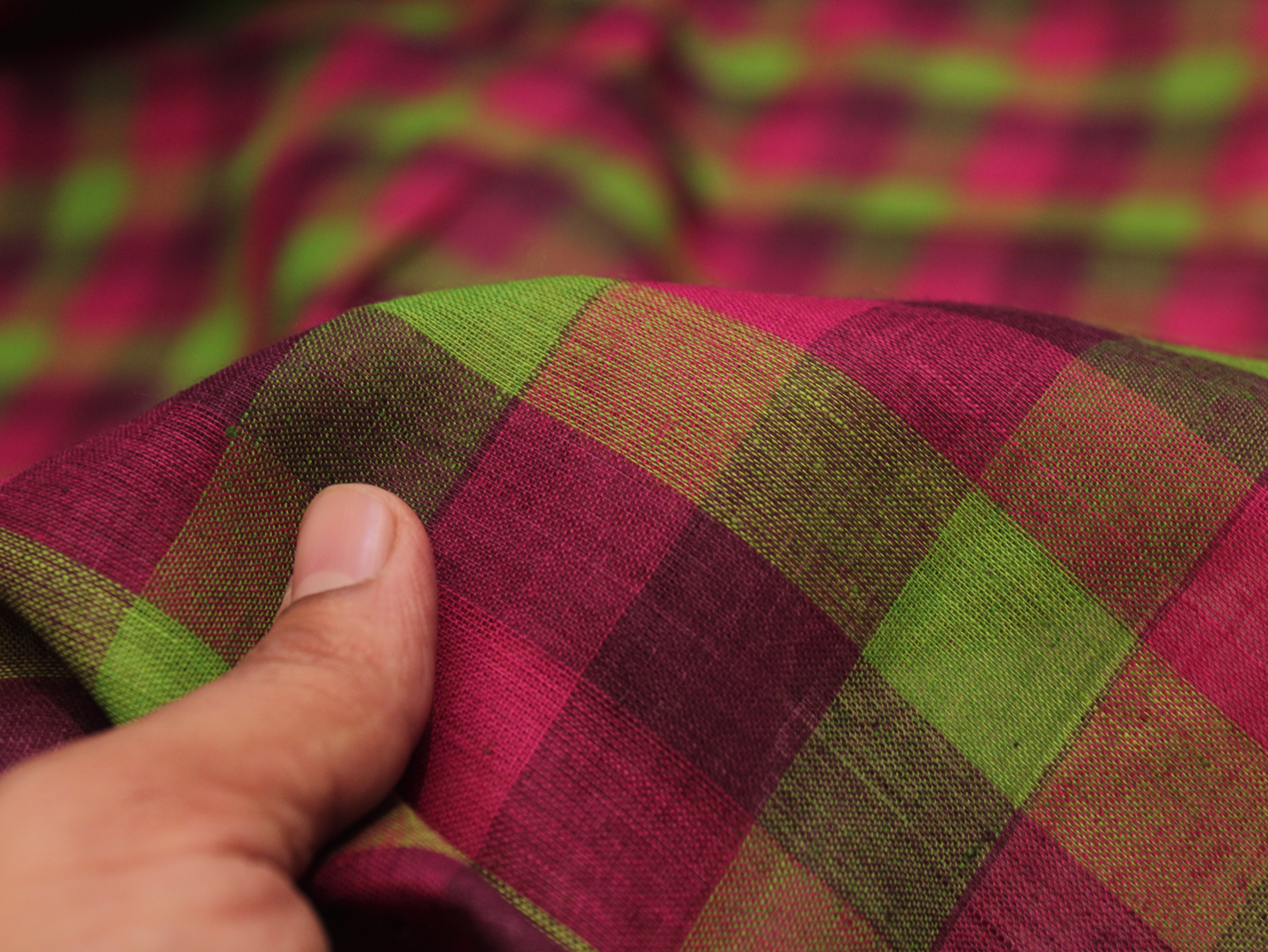 Pure Cotton Handloom Multi Checked Fabric 44 Inch | Mfoks