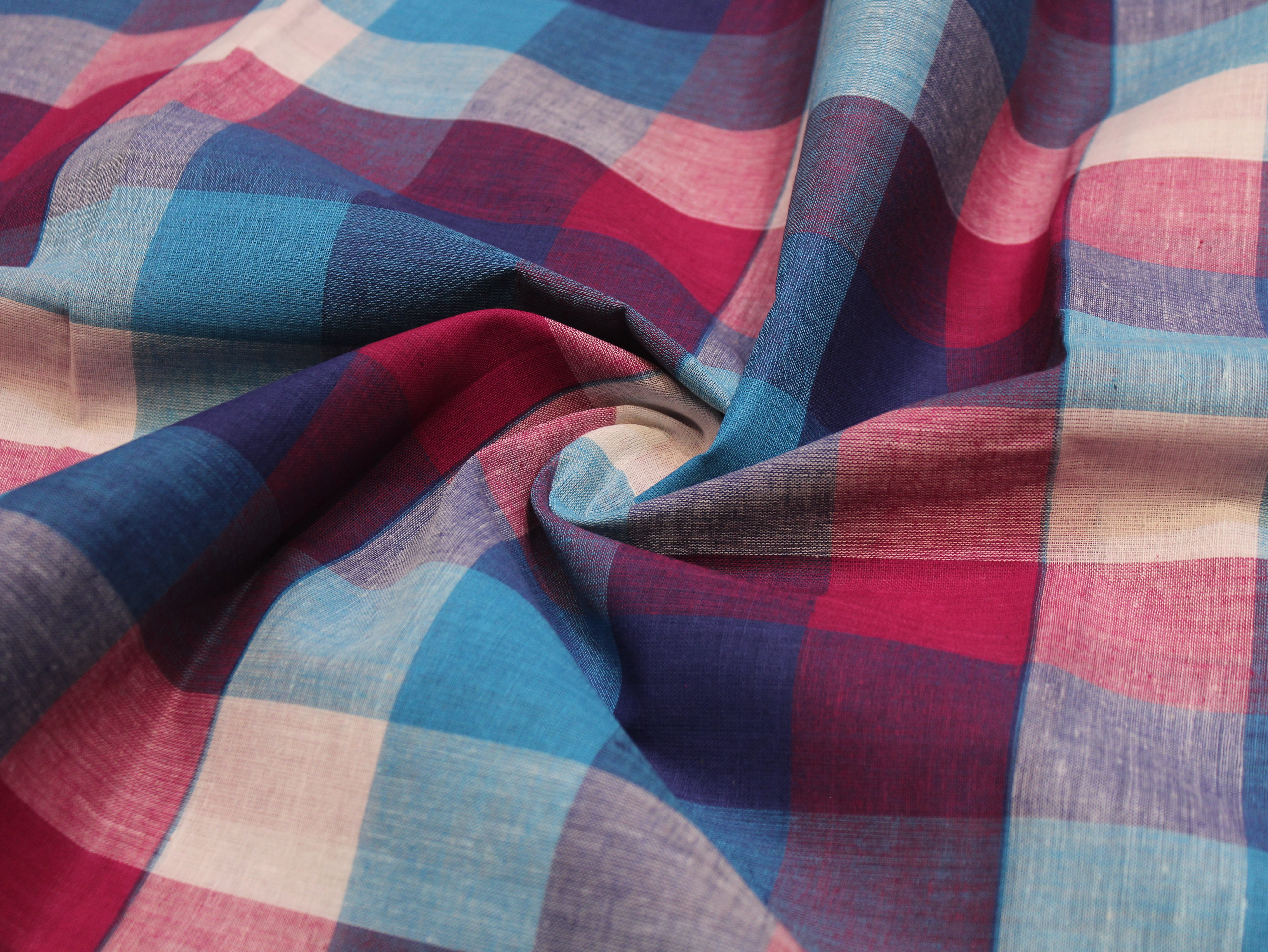 Pure Cotton Handloom Multi Checked Fabric 44 Inch | Mfoks
