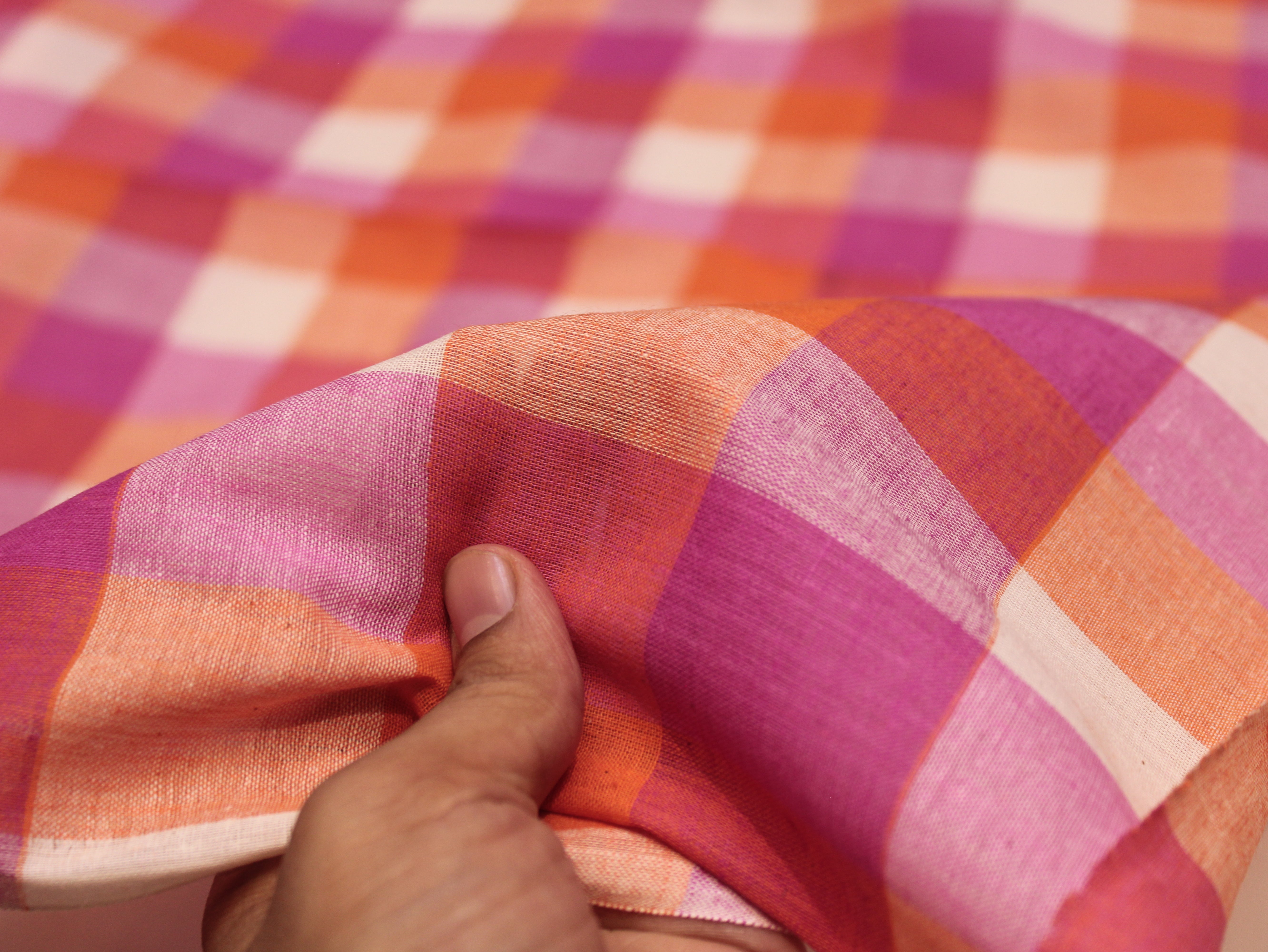 Pure Cotton Handloom Multi Checked Fabric 44 Inch | Mfoks