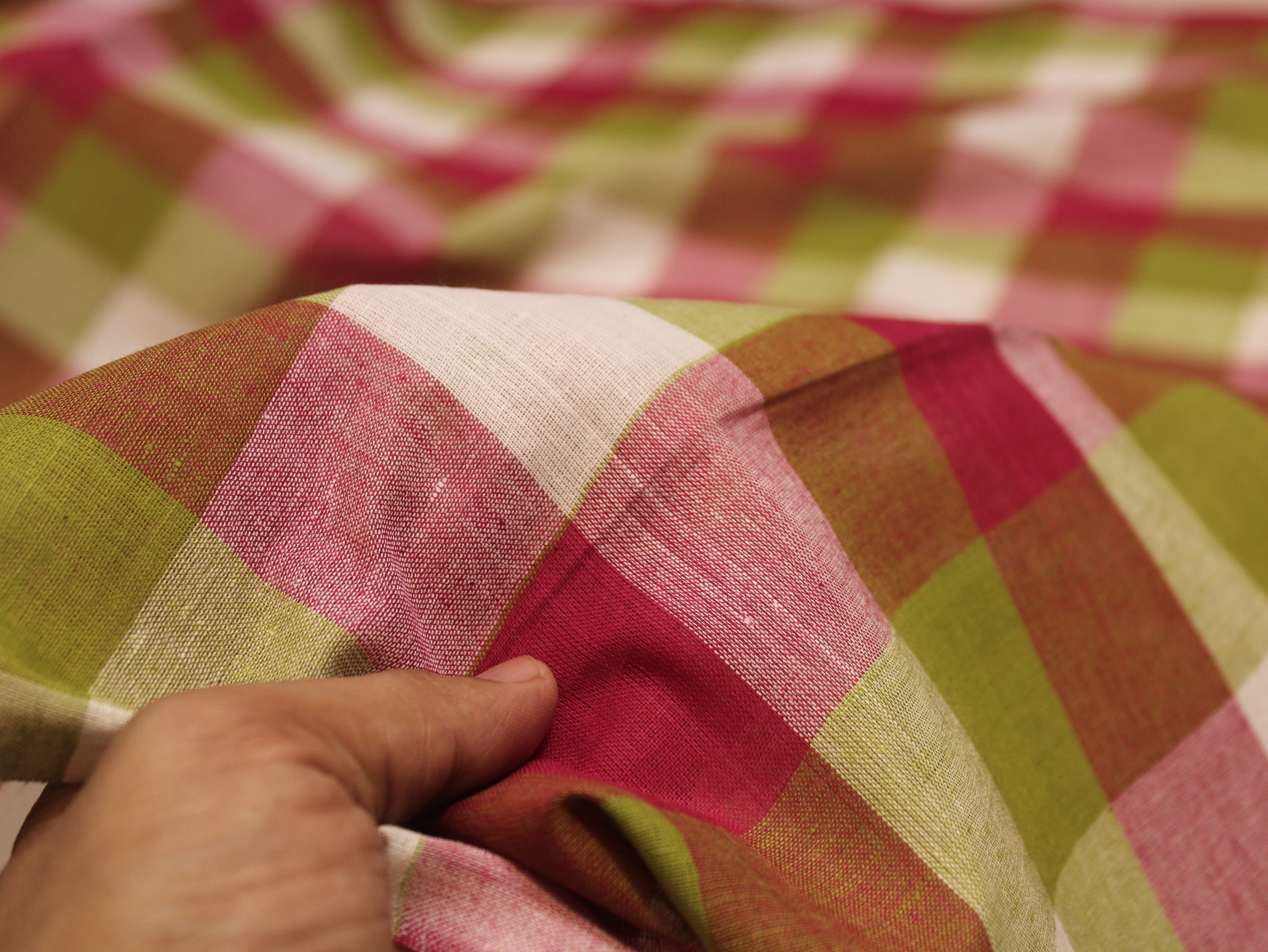 Pure Cotton Handloom Multi Checked Fabric 44 Inch | Mfoks