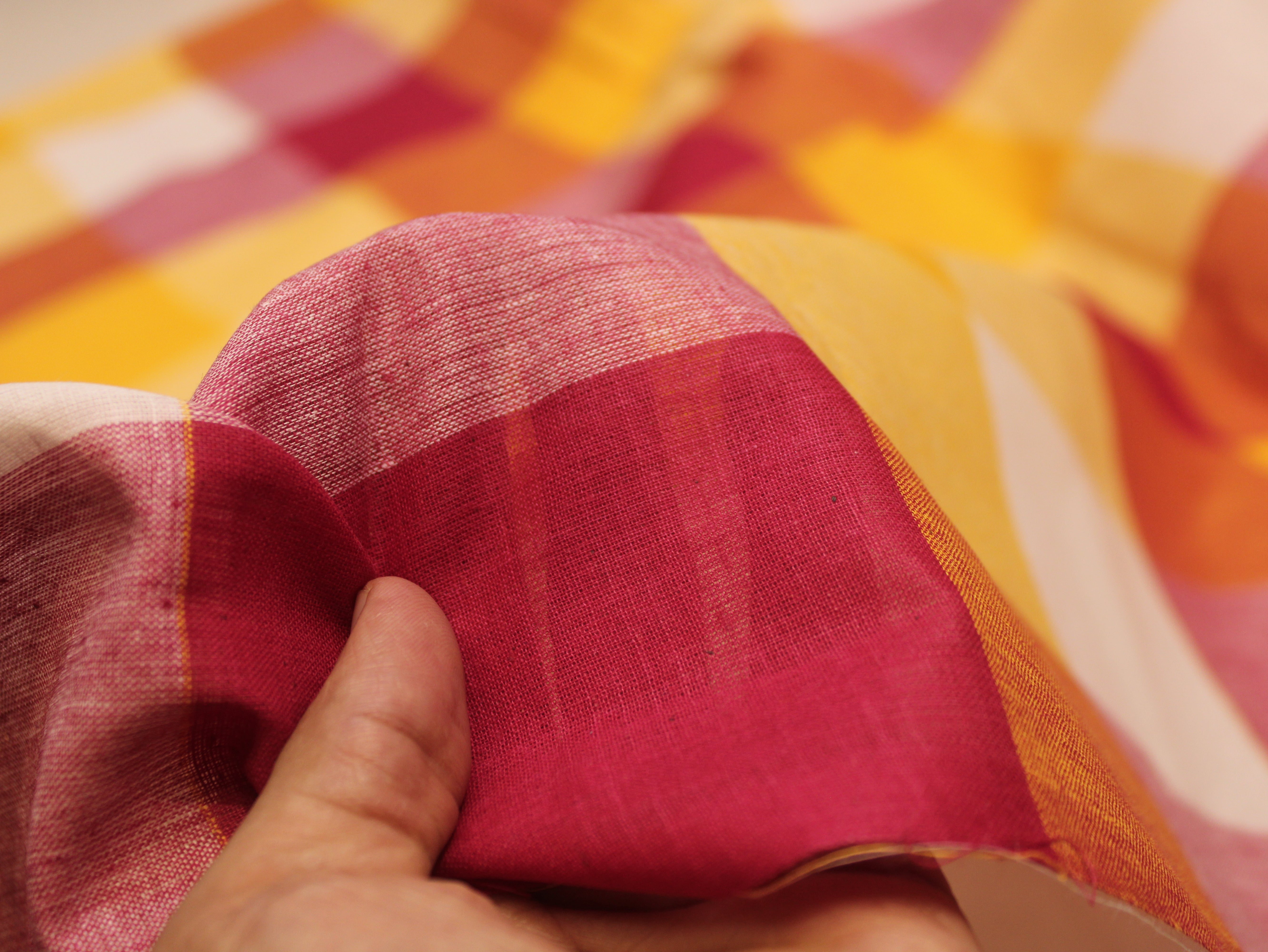 Pure Cotton Handloom Big (4X4) Multi Checked Fabric 44 Inch | Mfoks