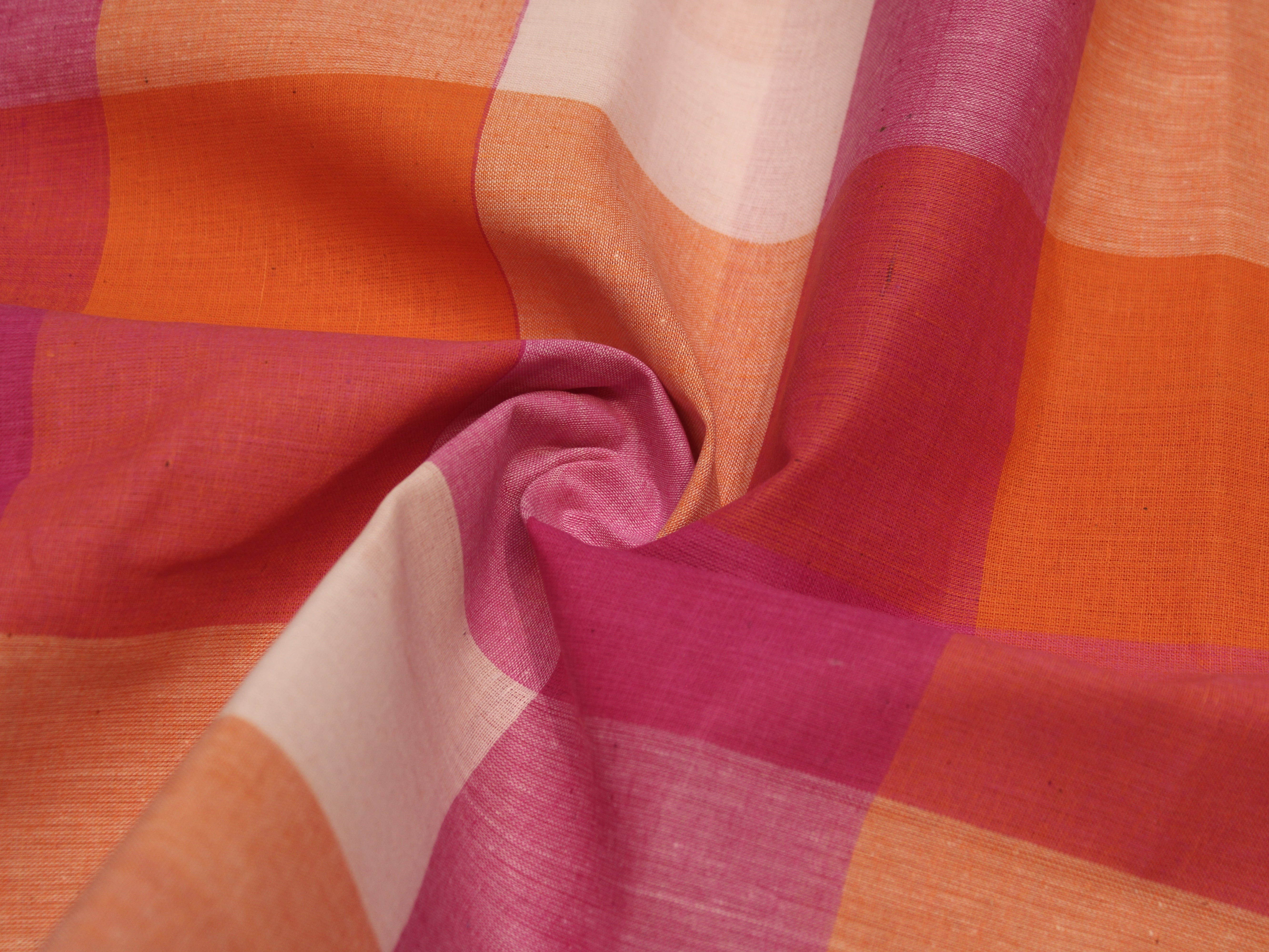 Pure Cotton Handloom Big (4X4) Multi Checked Fabric 44 Inch | Mfoks