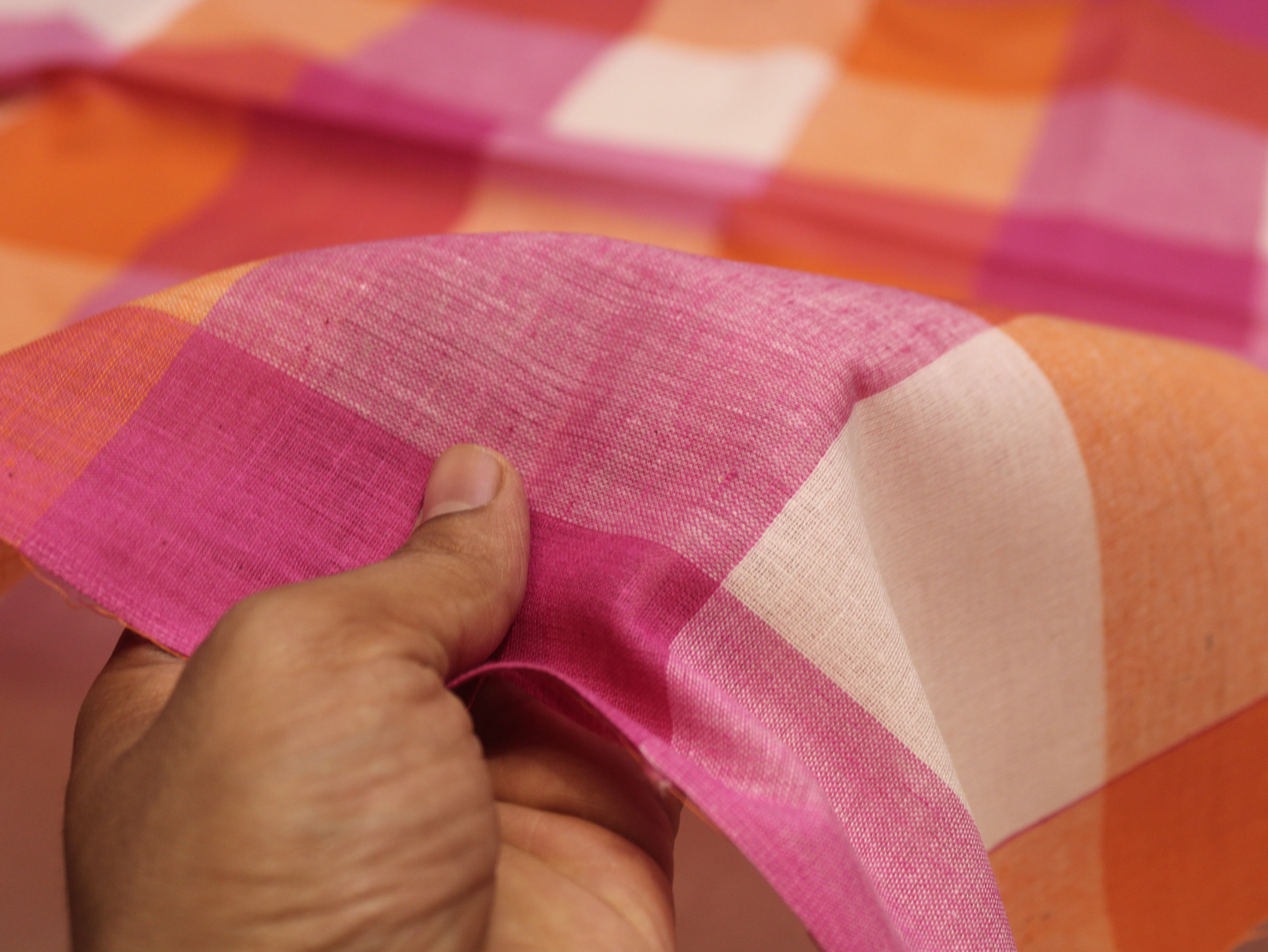 Pure Cotton Handloom Big (4X4) Multi Checked Fabric 44 Inch | Mfoks