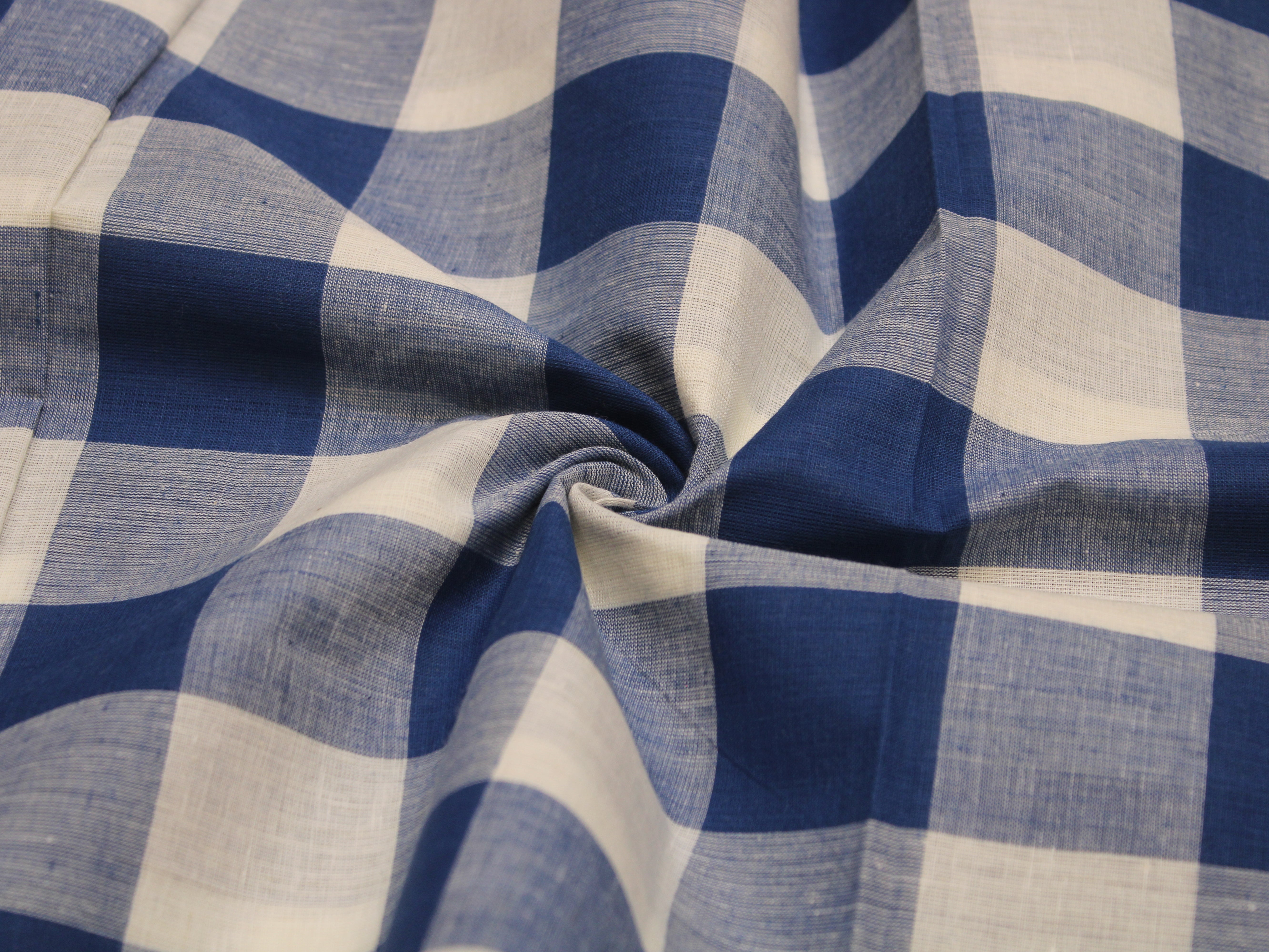 Pure Cotton Handloom Gingham Check Fabric 44 Inch | Box Check Handwoven Fabric - Blue & White