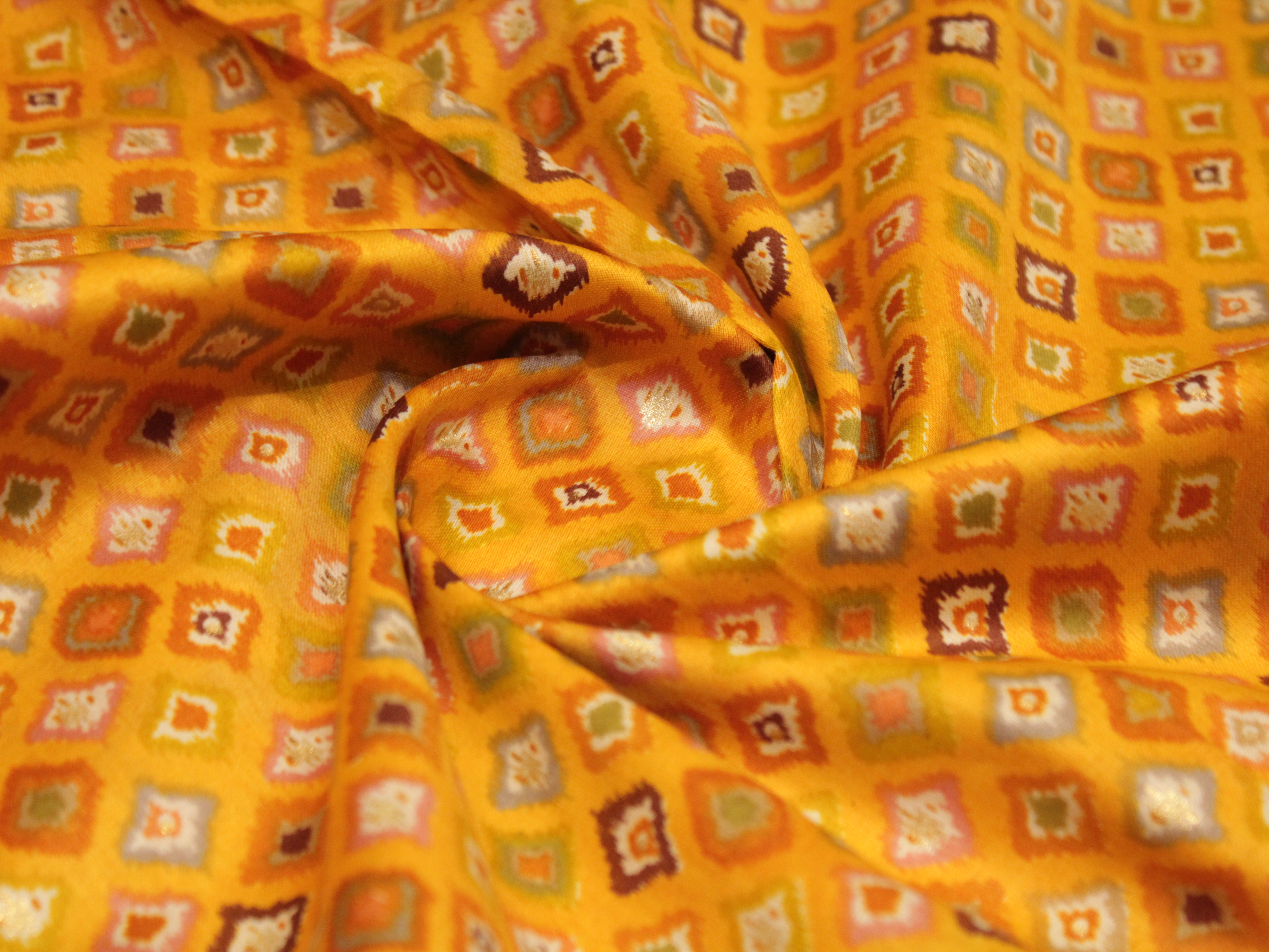 Digital Print Giza Cotton fabric - Mustard