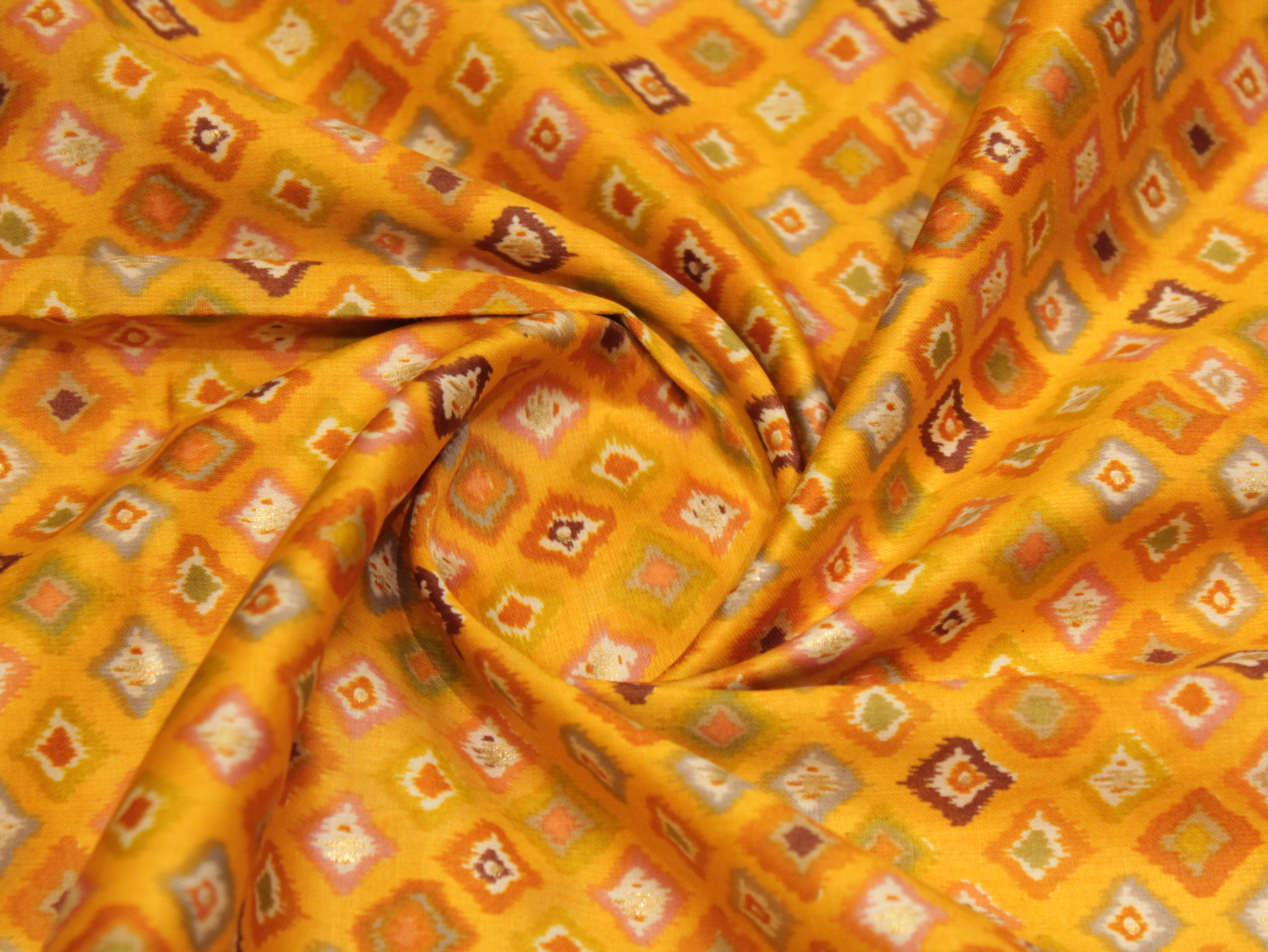 Digital Print Giza Cotton fabric - Mustard