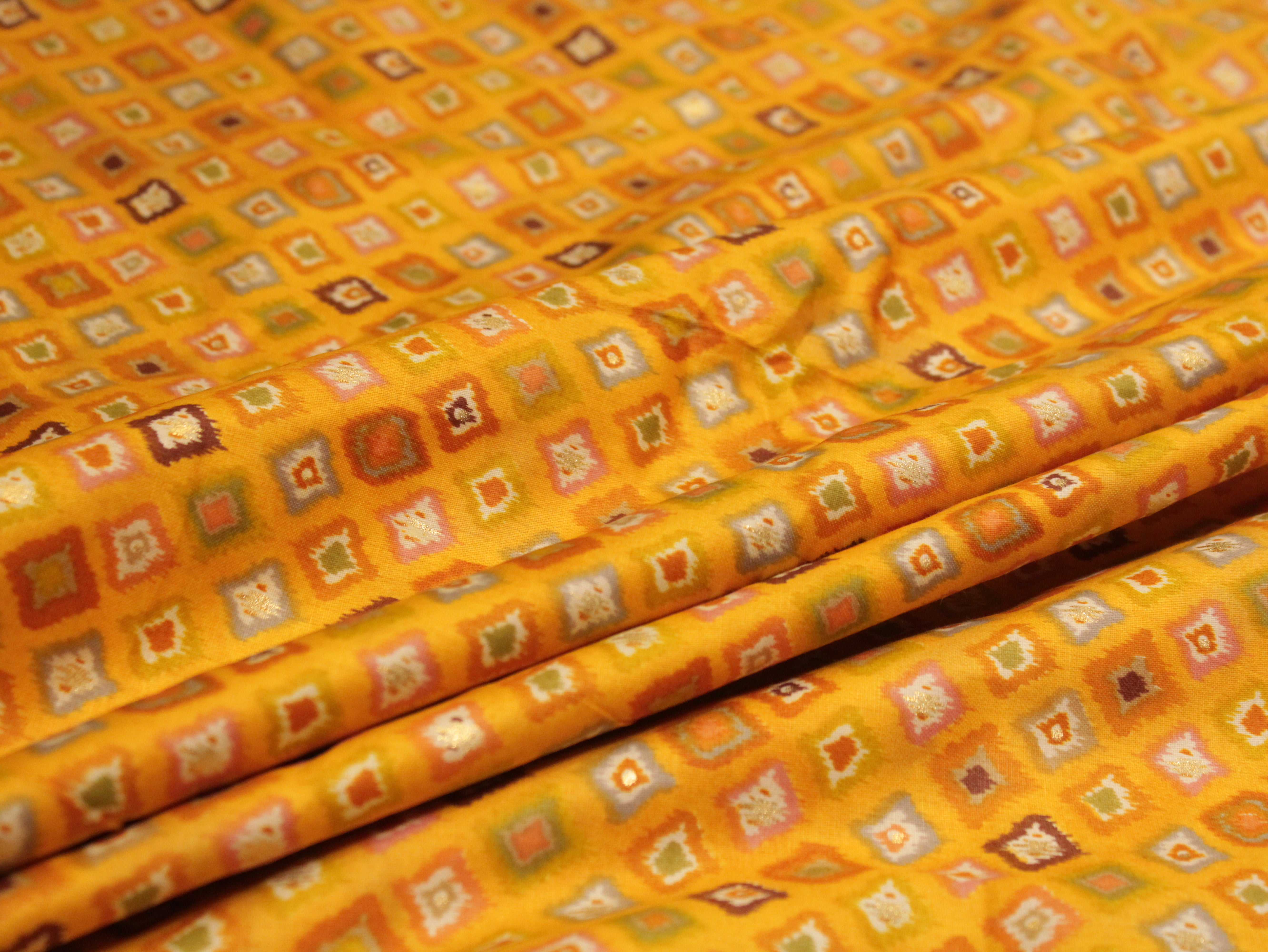 Digital Print Giza Cotton fabric - Mustard