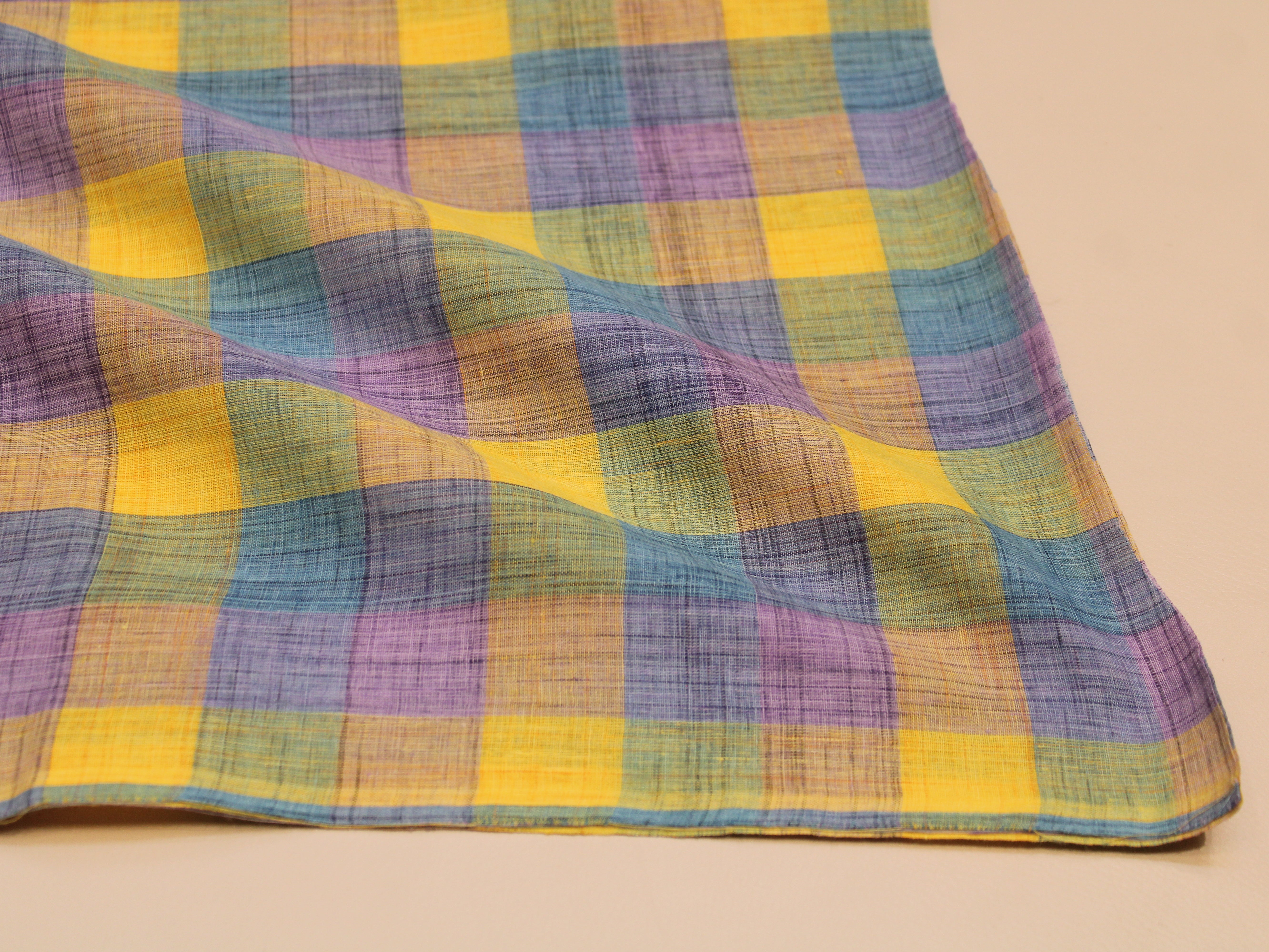 Pure Cotton Handloom Madras Multi-Color Check Fabric 44 Inch | Rainbow Check Handwoven