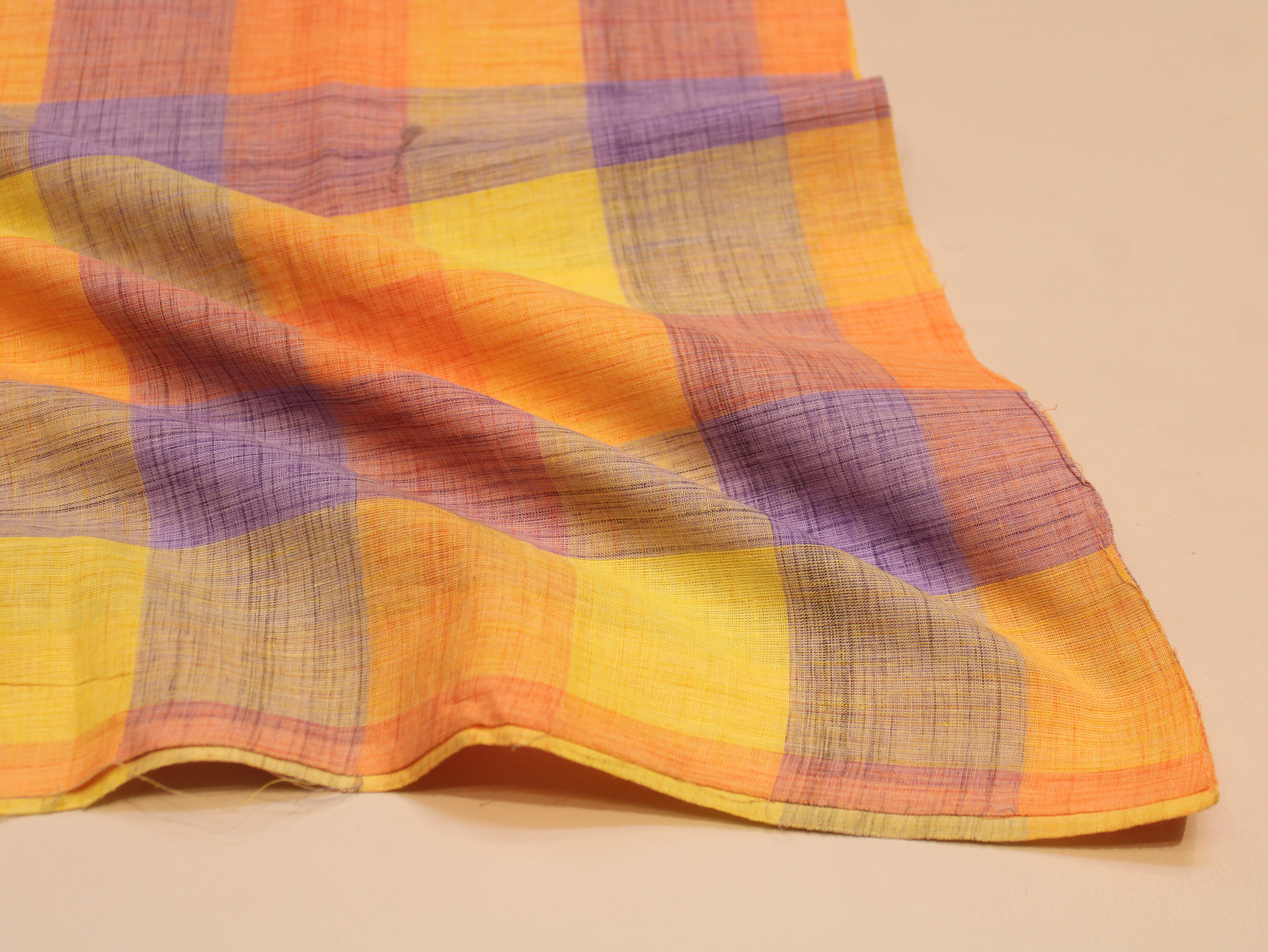 Pure Cotton Handloom Madras Multi-Color Check Fabric 44 Inch | Rainbow Check Handwoven