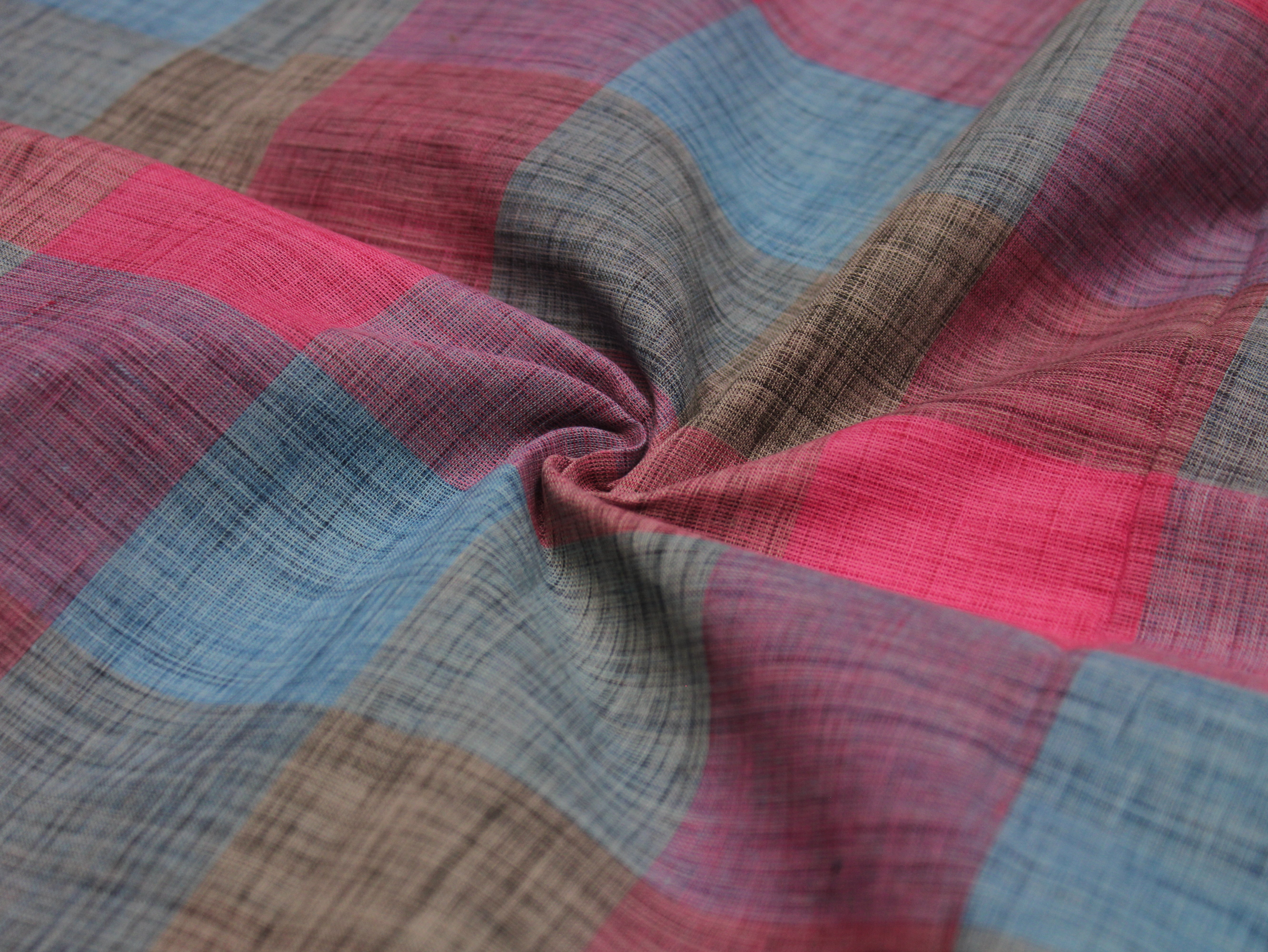 Pure Cotton Handloom Madras Multi-Color Check Fabric 44 Inch | Rainbow Check Handwoven
