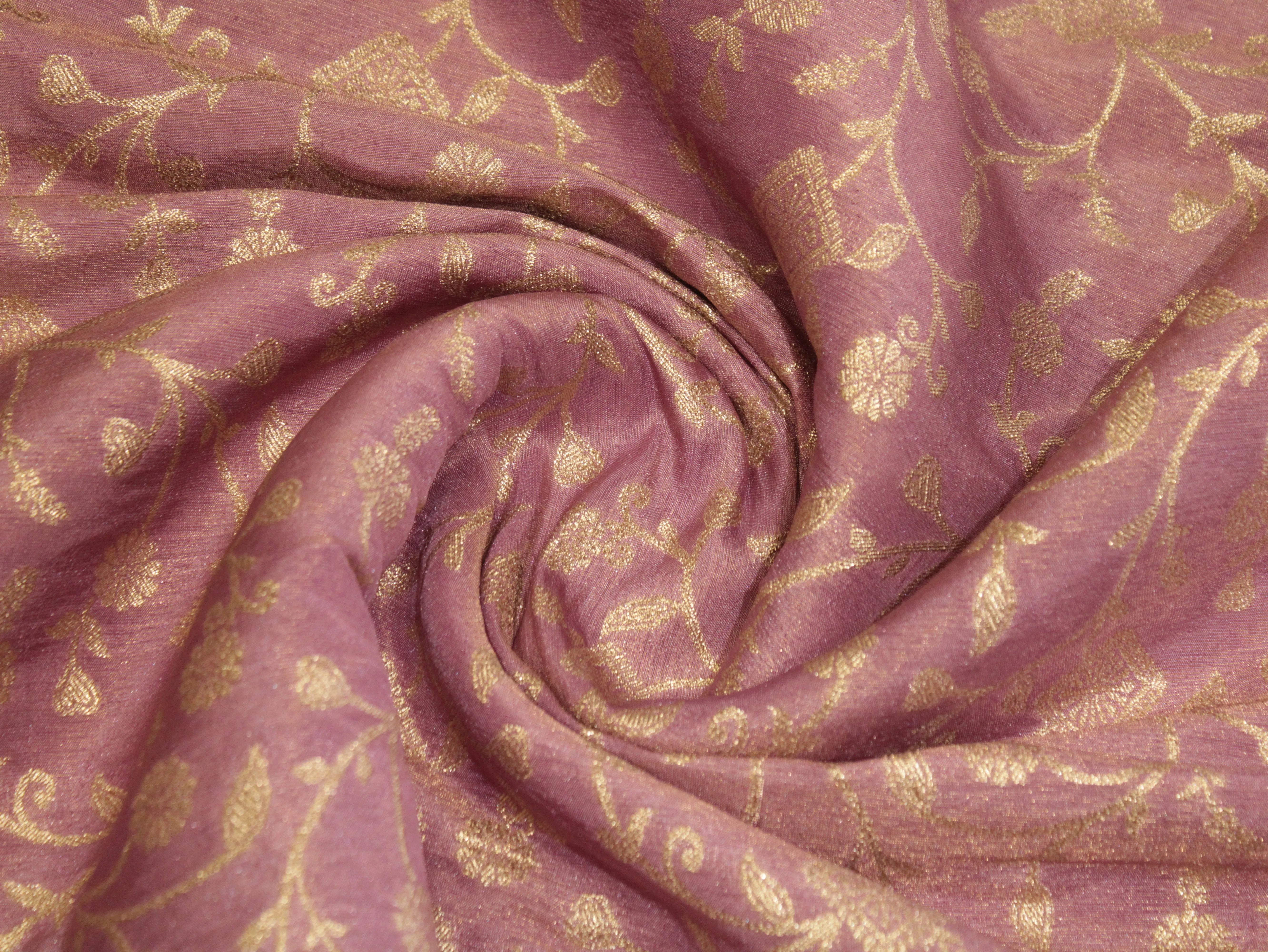 Premium Zari Jaal Woven Banarasi Tissue Fabric - Purple