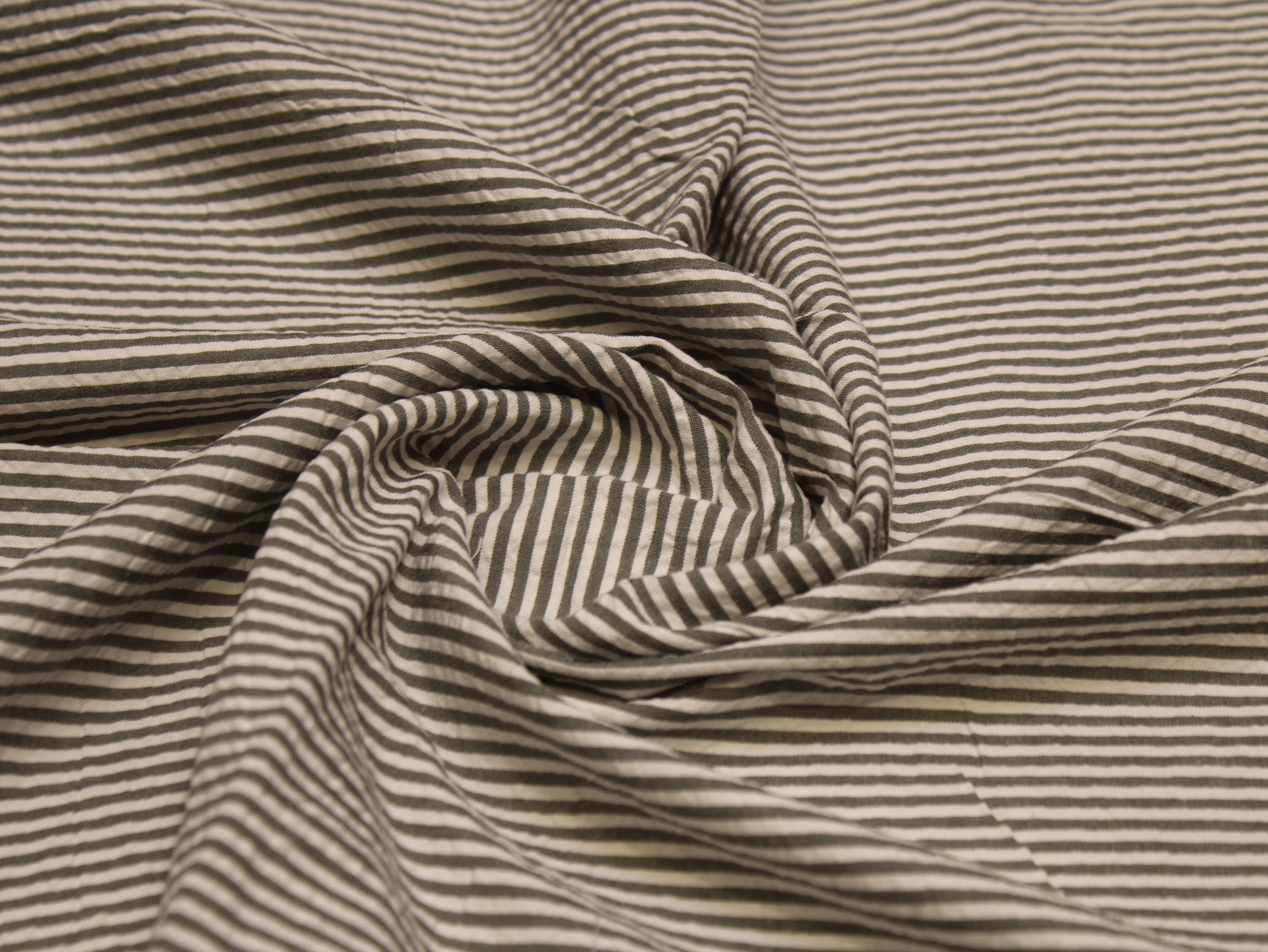 Pure Cotton Yarn Dyed Striped Seersucker Fabric 60 Inch | Premium Washed Quality