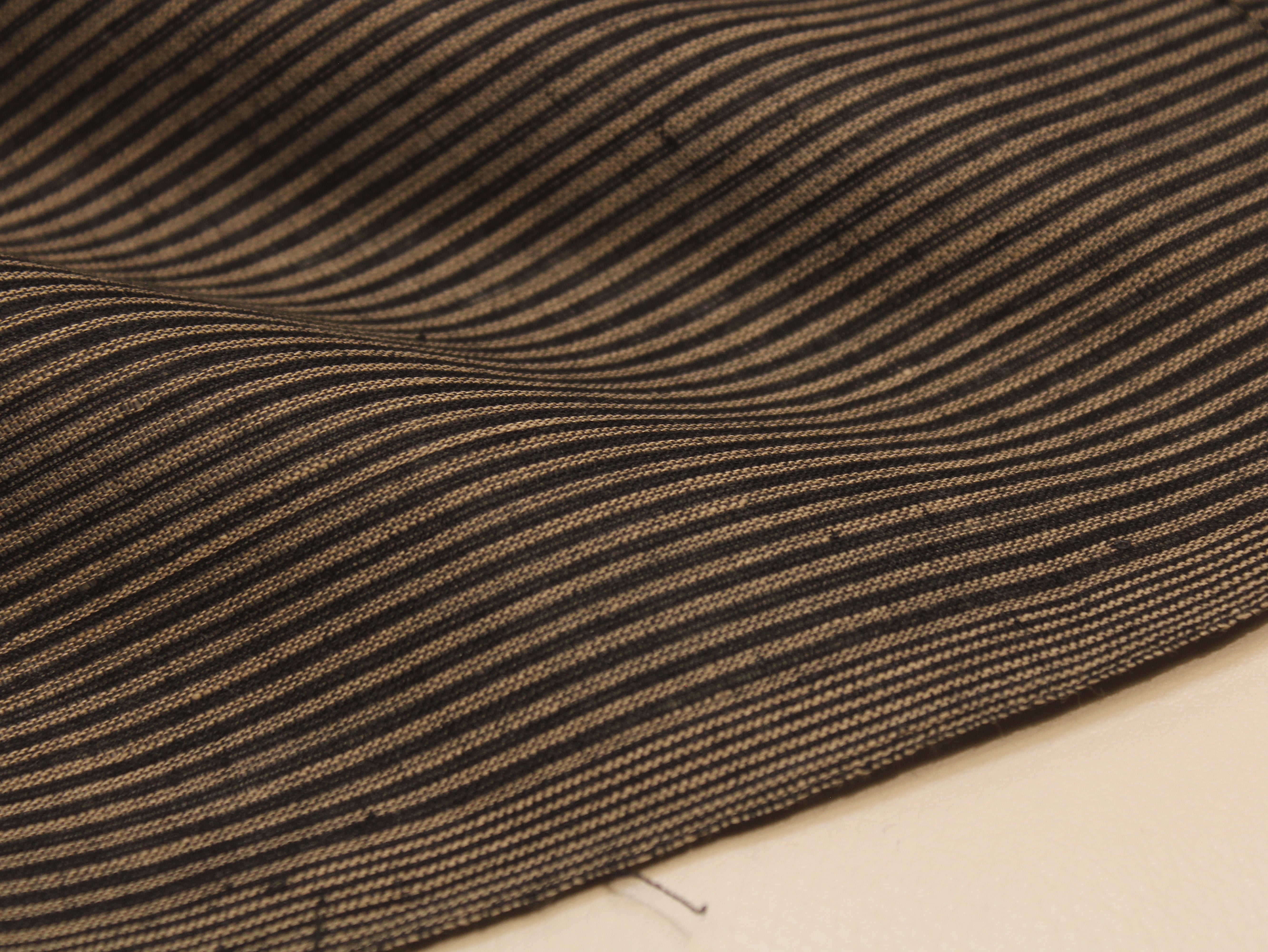Pure Cotton Handloom Finish Striped Fabric 44 Inch | Tan & Black Handloom Stripes