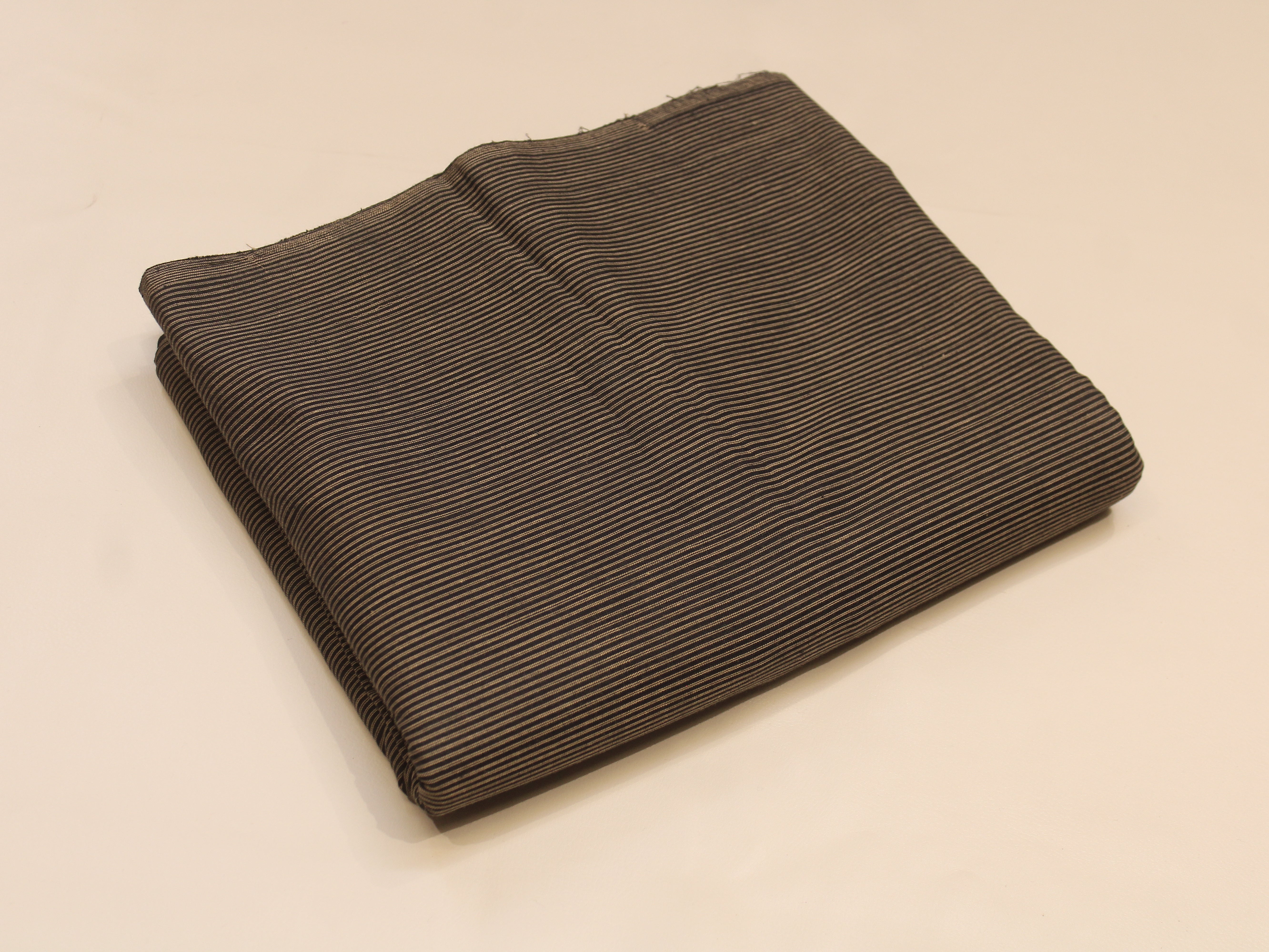 Pure Cotton Handloom Finish Striped Fabric 44 Inch | Tan & Black Handloom Stripes
