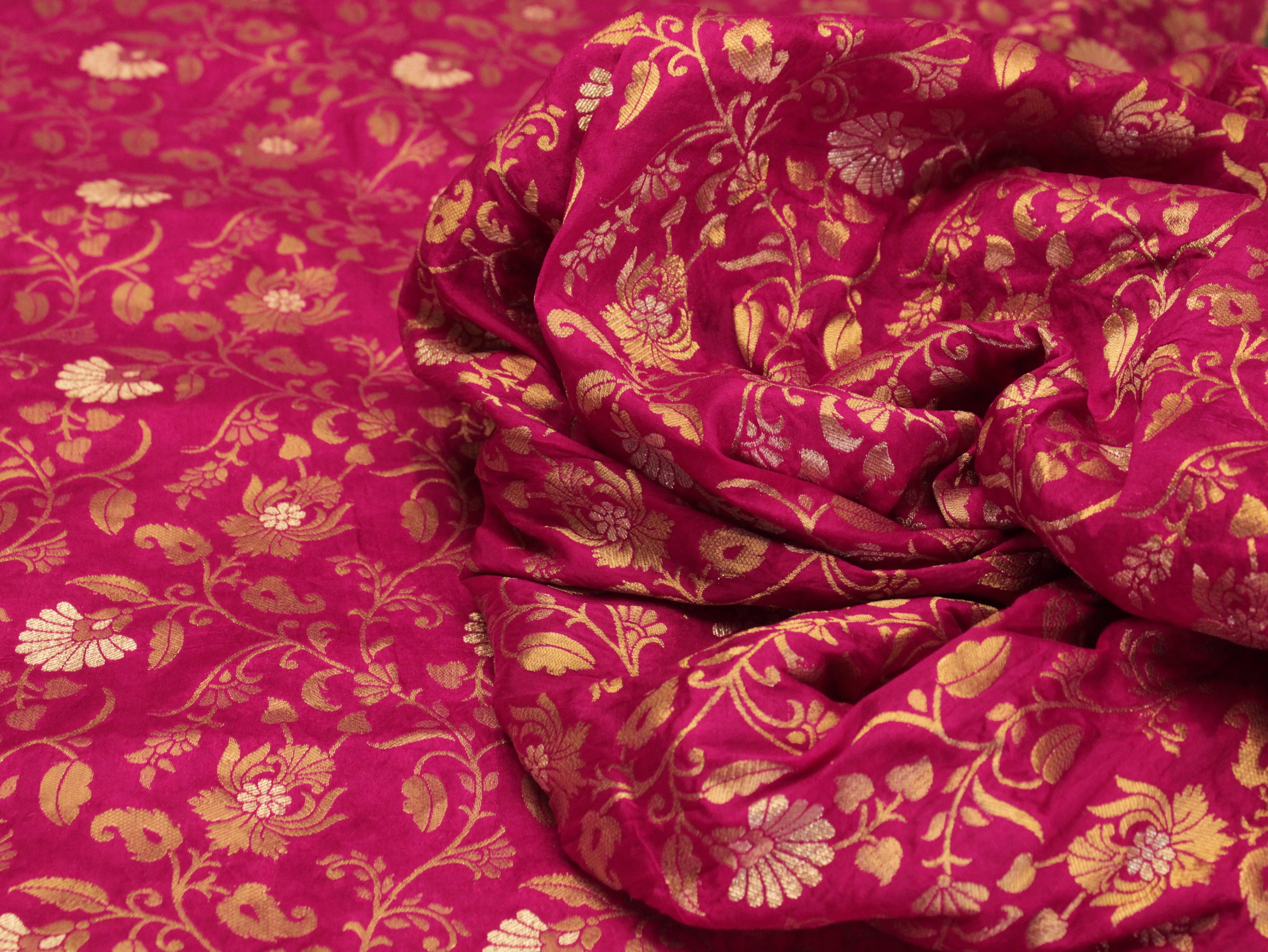 Banarasi Floral Brocade Fabric - Silk Rani