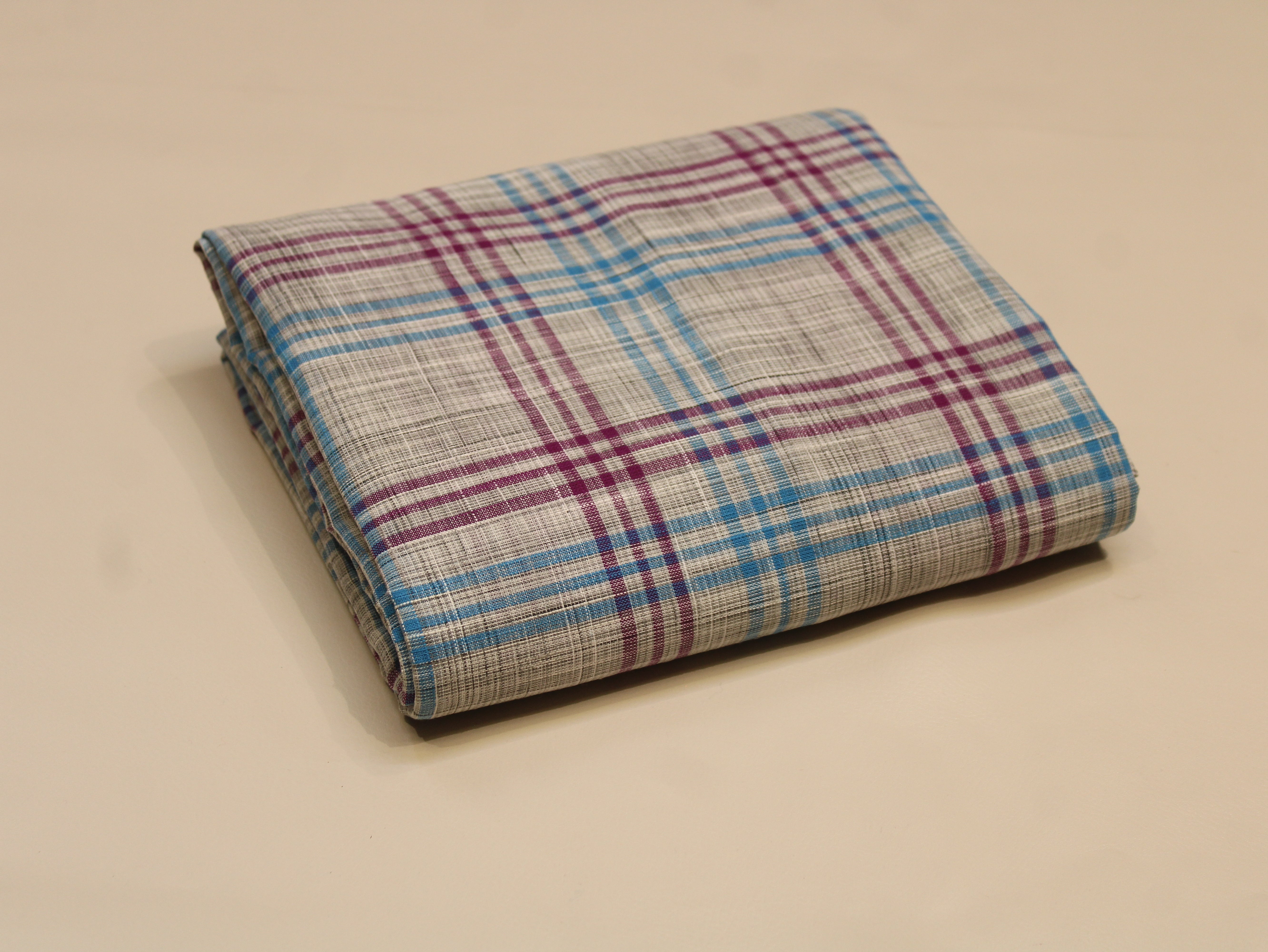 Non-Washed Cotton Handloom Finish Check Fabric 44 Inch | Purple & Blue Gingham