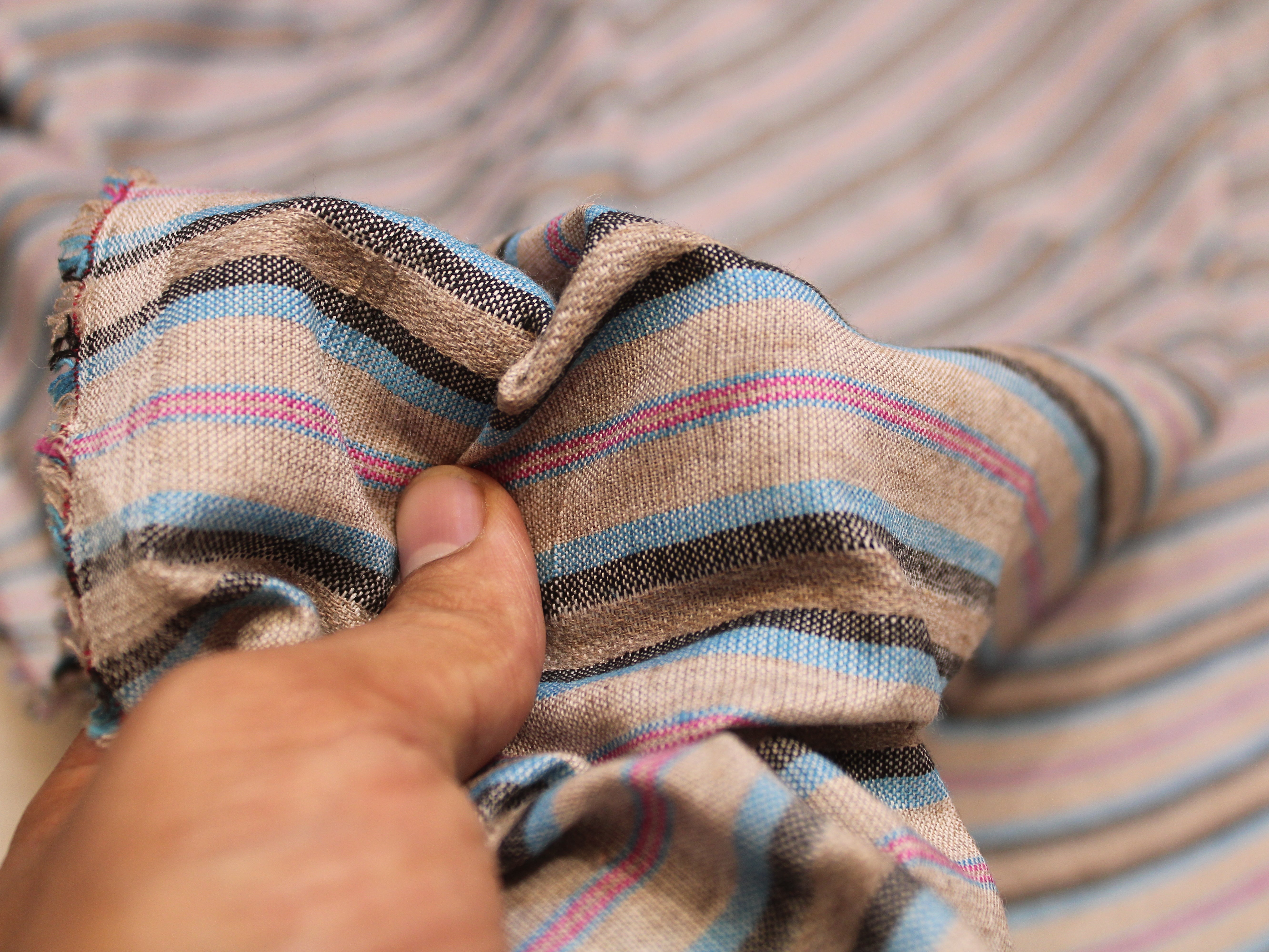 Pure Cotton Yarn Dyed Horizontal Stripe Fabric 44 Inch | Multicolor Weft Stripes