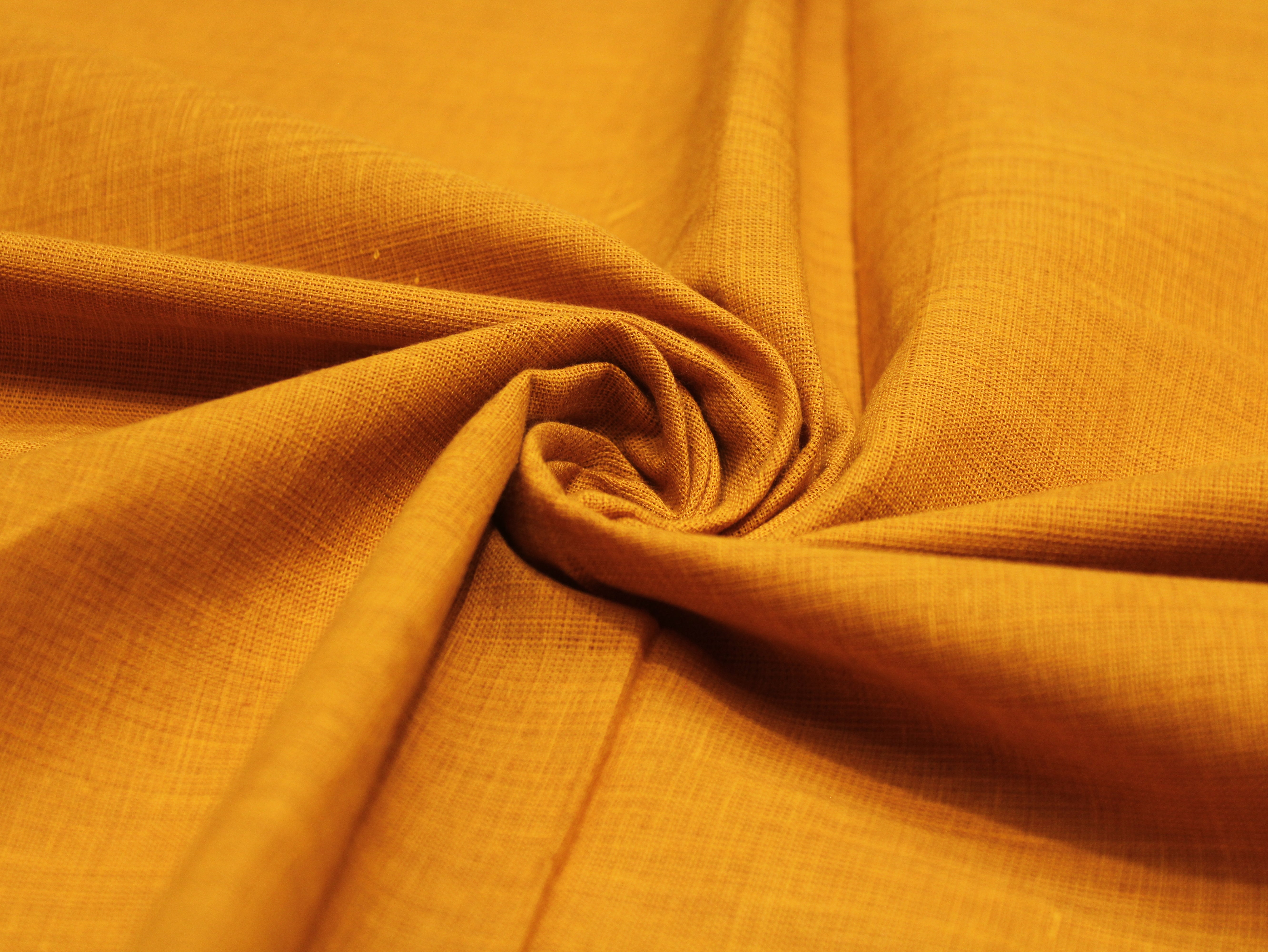 Pure Cotton Plain Handloom Fabric 44 Inches Width - Mango Yellow