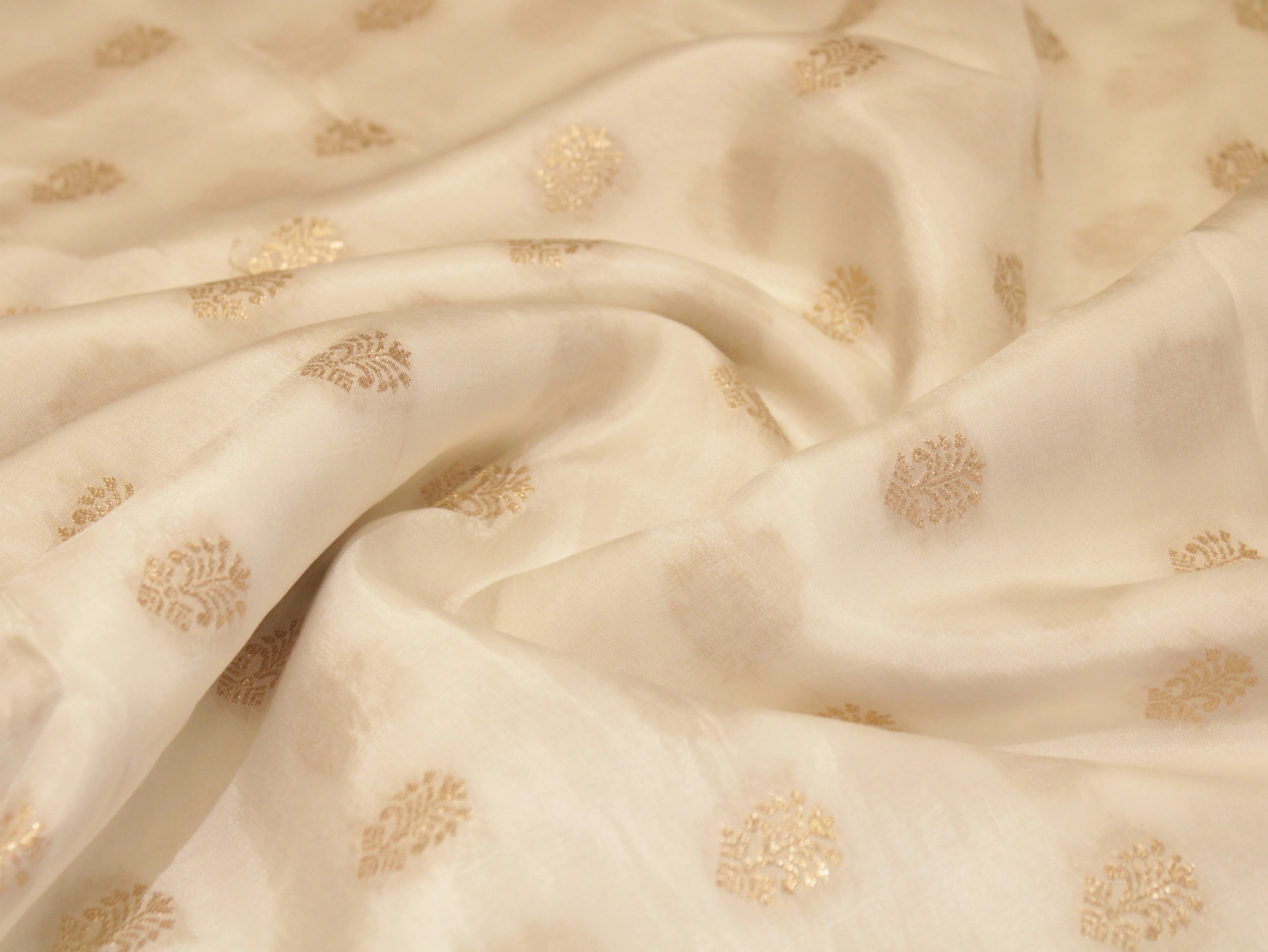 Zari Woven Dola Silk by M'Foks - White Dyeable