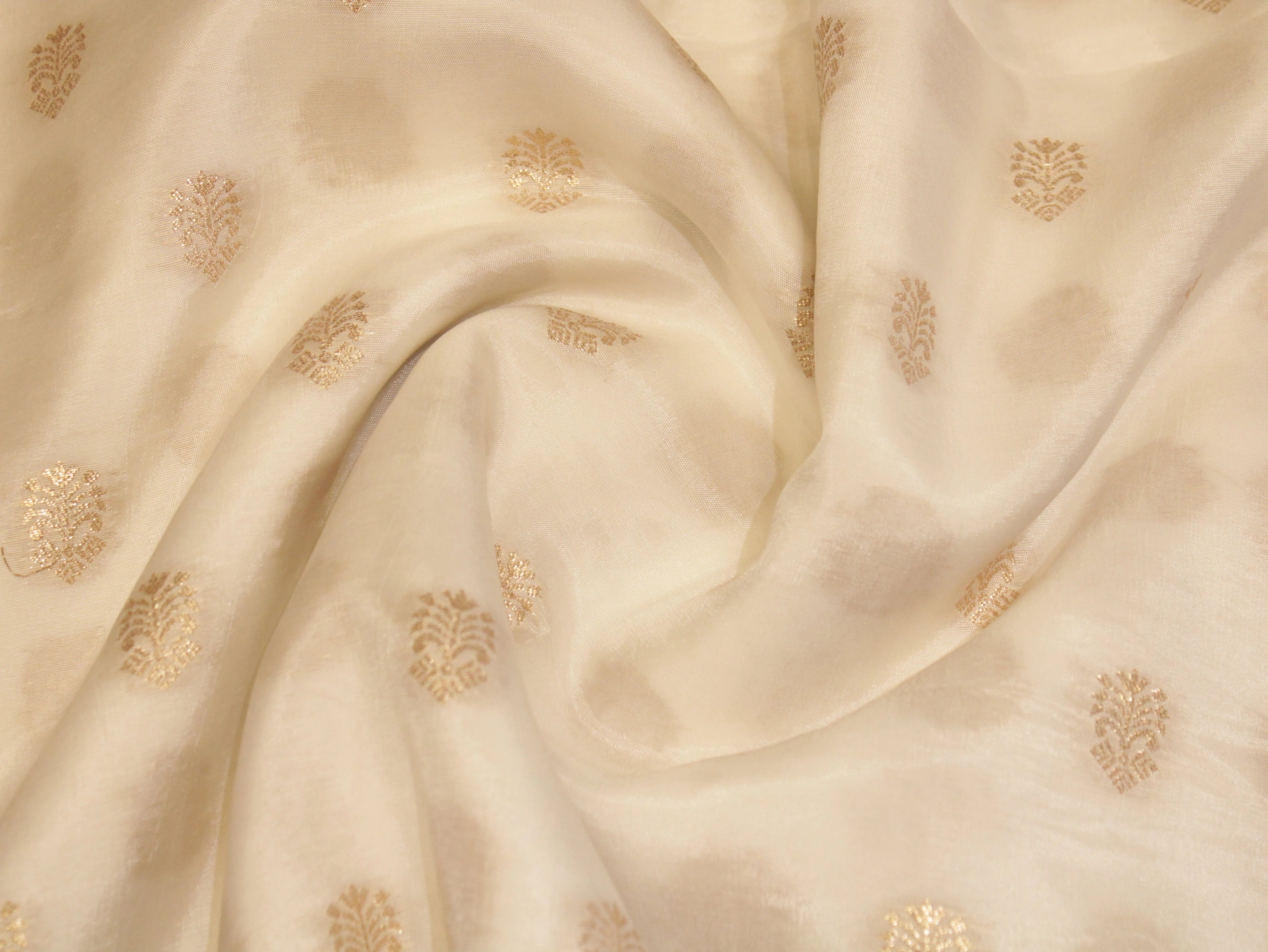 Zari Woven Dola Silk by M'Foks - White Dyeable