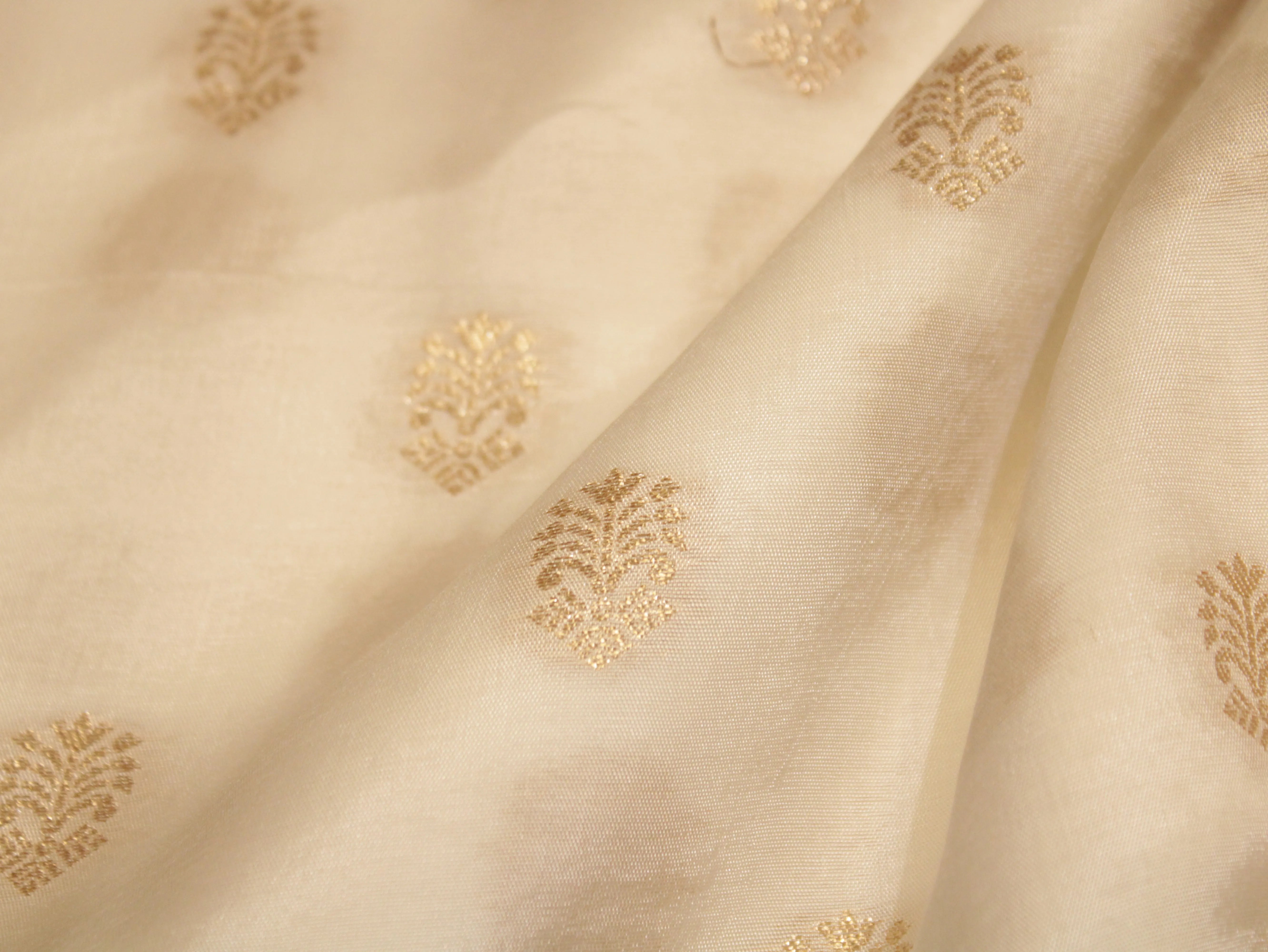 Zari Woven Dola Silk by M'Foks - White Dyeable